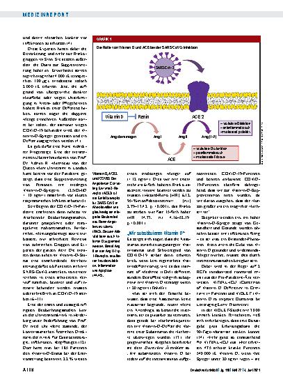 Vorschauseite 2: COVID-19 und Supplementierung: Vitamin D – in der Pandemie hinterfragt und doch empfohlen
