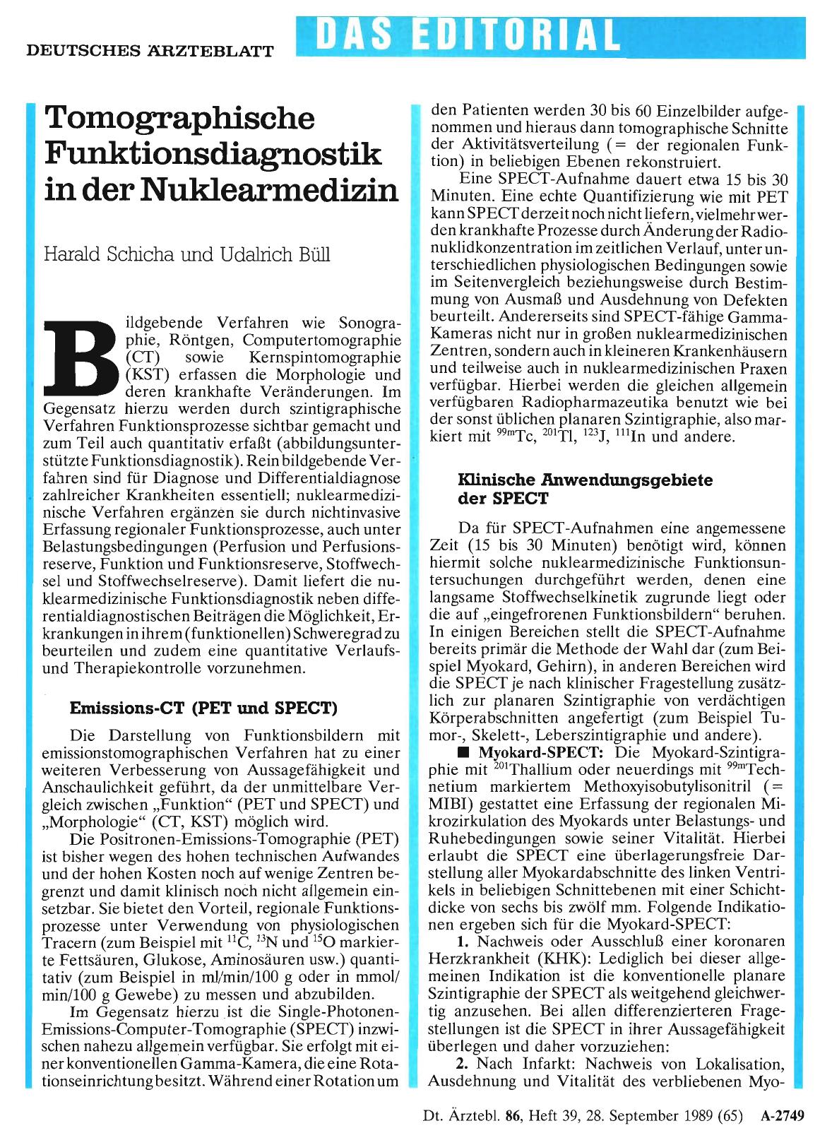 Vorschauseite 1: Tomographische Funktionsdiagnostik in der Nuklearmedizin