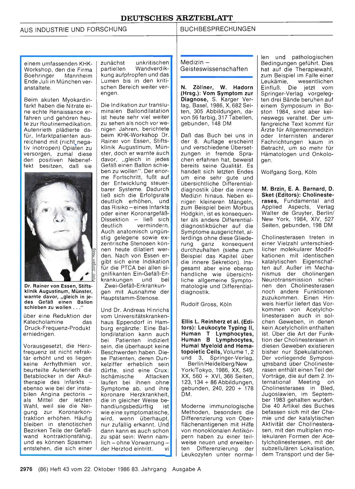 Vorschauseite 1: Medizin — Geisteswissenschaften: N. Zöllner, W. Hadorn (Hrsg. ): Vom Symptom zur Diagnose