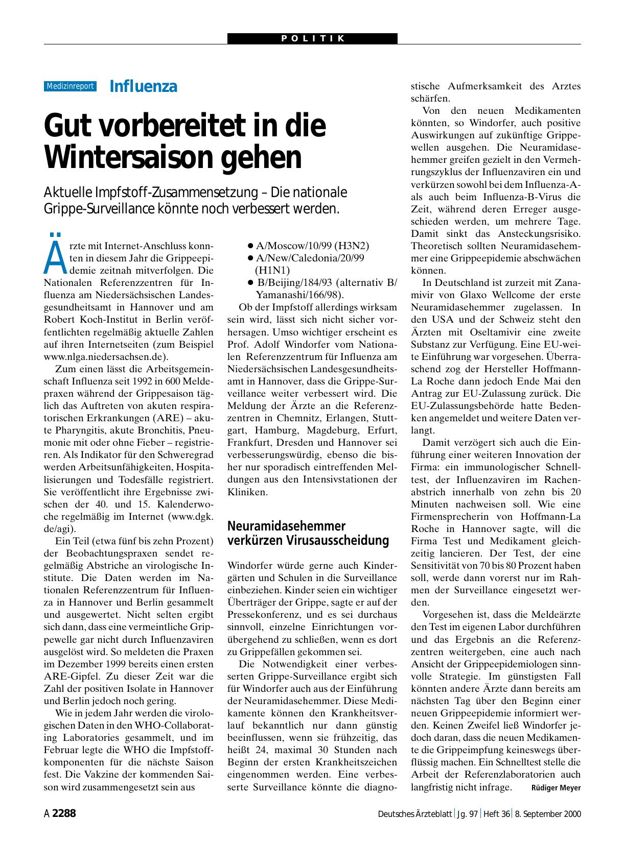 Vorschauseite 1: Influenza: Gut vorbereitet in die Wintersaison gehen