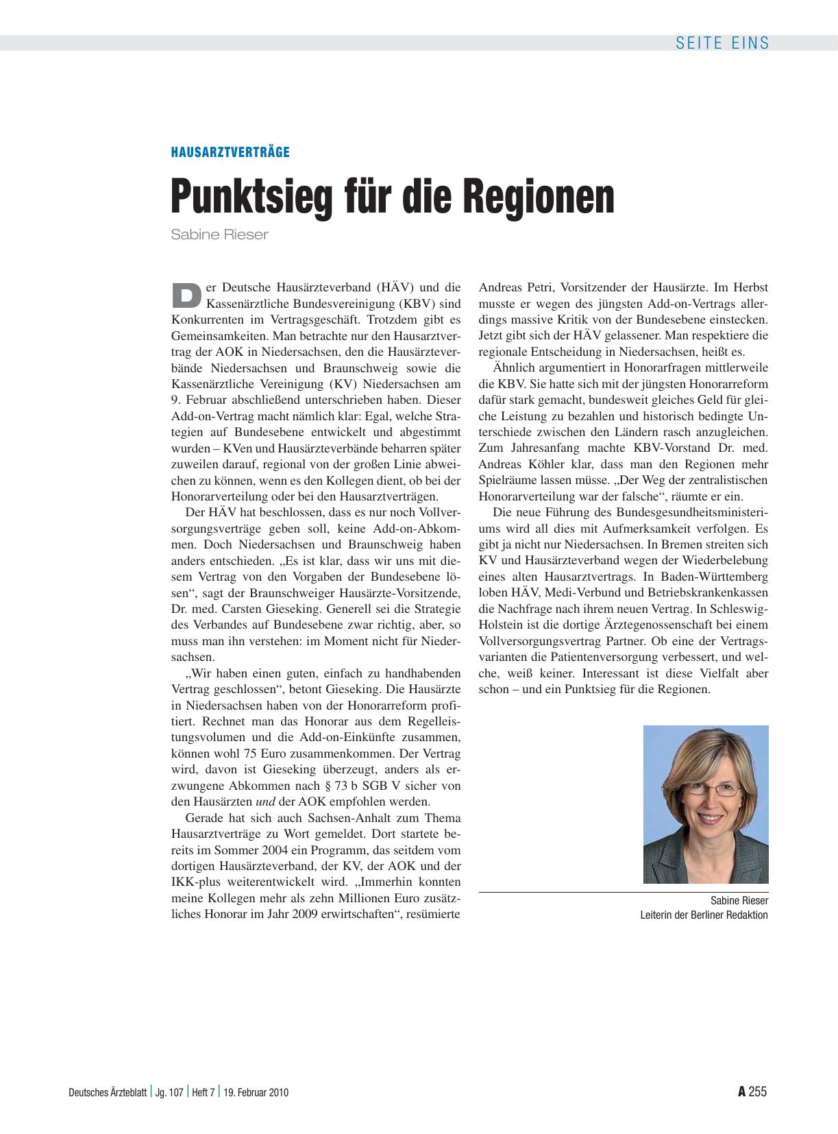 Vorschauseite 1: Hausarztverträge: Punktsieg für die Regionen