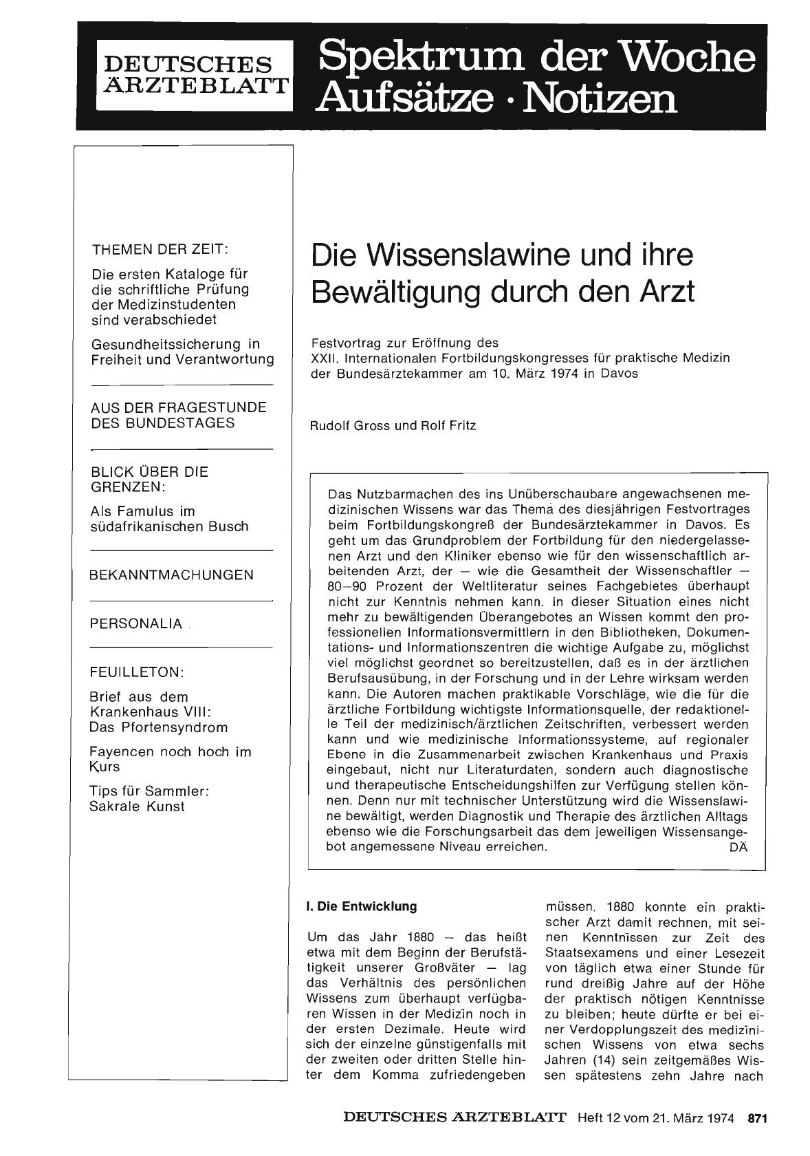 Vorschauseite 1: Die Wissenslawine und ihre Bewältigung durch den Arzt