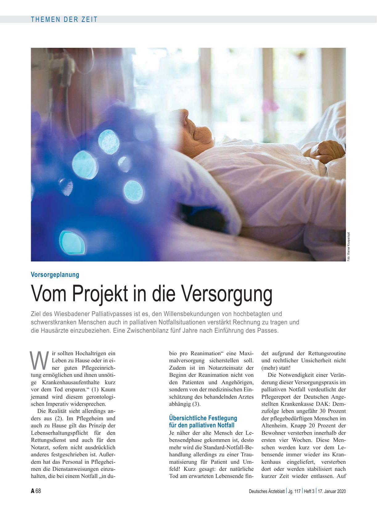 Vorschauseite 1: Vorsorgeplanung: Vom Projekt in die Versorgung