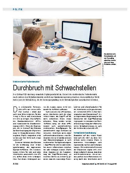 Vorschauseite 1: Elektronische Patientenakte: Durchbruch mit Schwachstellen