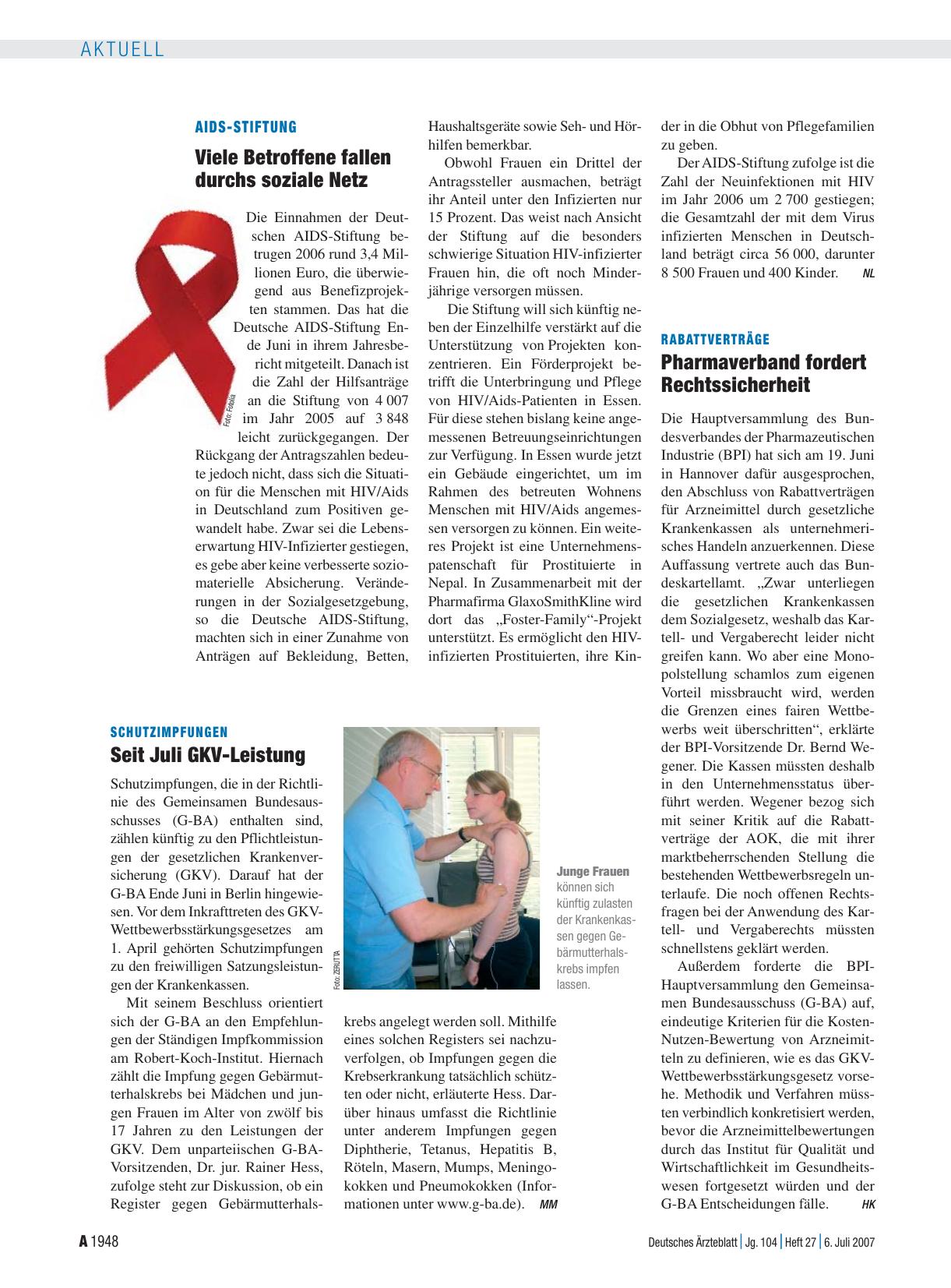 Vorschauseite 1: Aids-Stiftung: Viele Betroffene fallen durchs soziale Netz