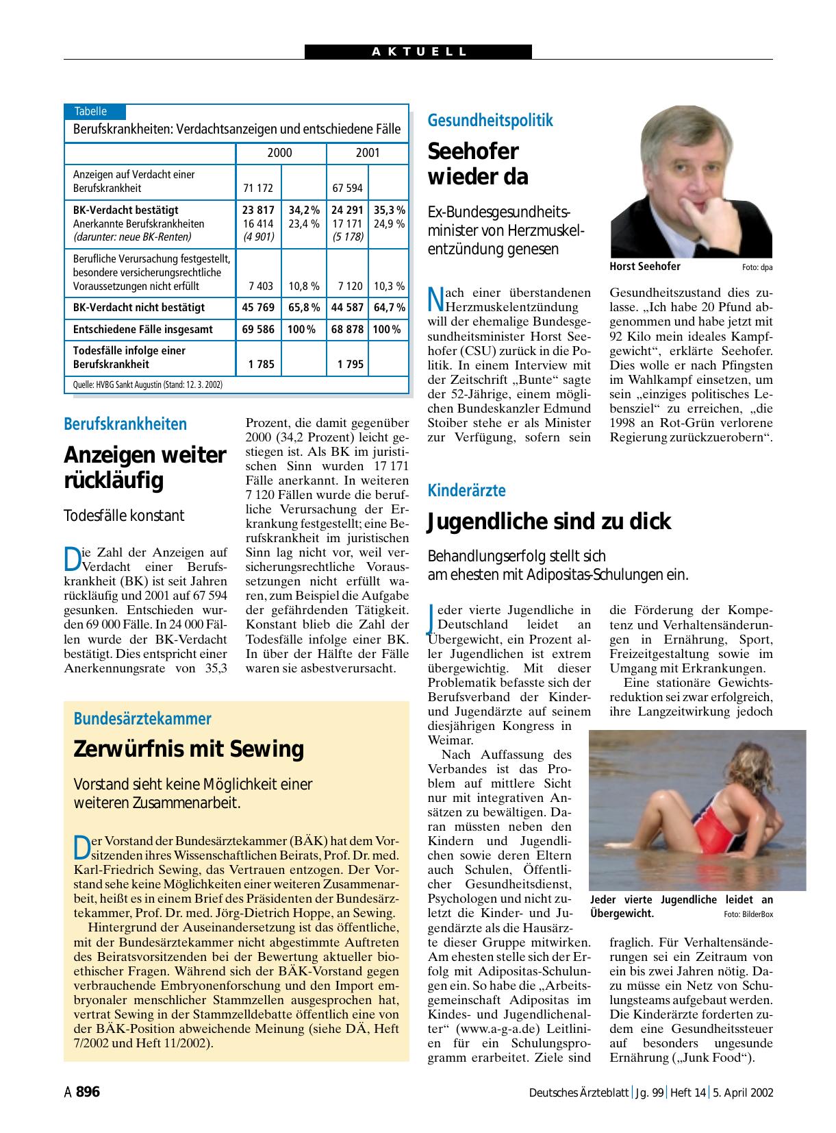 Vorschauseite 1: Bundesärztekammer: Zerwürfnis mit Sewing