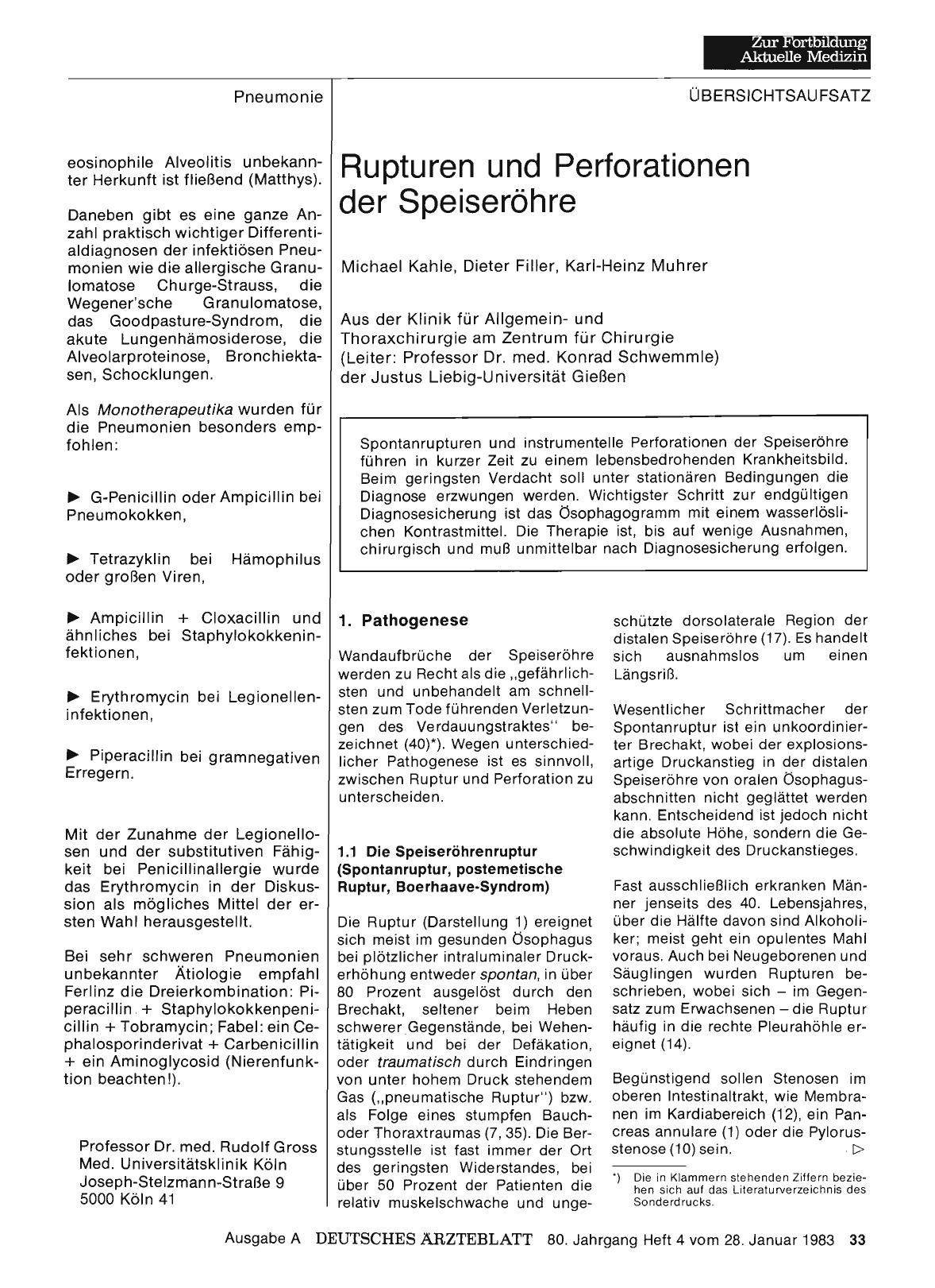 Vorschauseite 1: Rupturen und Perforationen der Speiseröhre