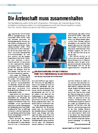 Vorschauseite 1: NAV-Virchow-Bund: Die Ärzteschaft muss zusammenhalten