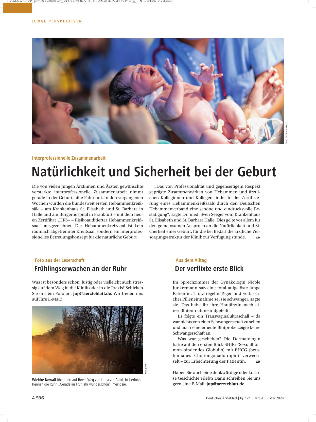 Vorschauseite 1: Interprofessionelle Zusammenarbeit: Natürlichkeit und Sicherheit bei der Geburt