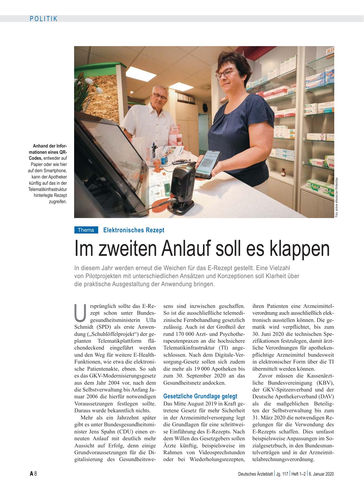 Vorschauseite 1: Elektronisches Rezept: Im zweiten Anlauf soll es klappen