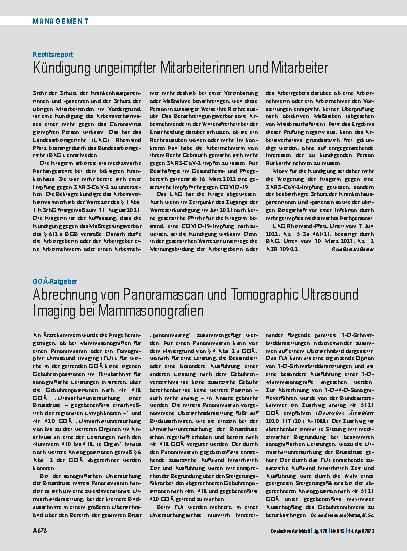 Vorschauseite 1: Rechtsreport: Kündigung ungeimpfter Mitarbeiterinnen und Mitarbeiter