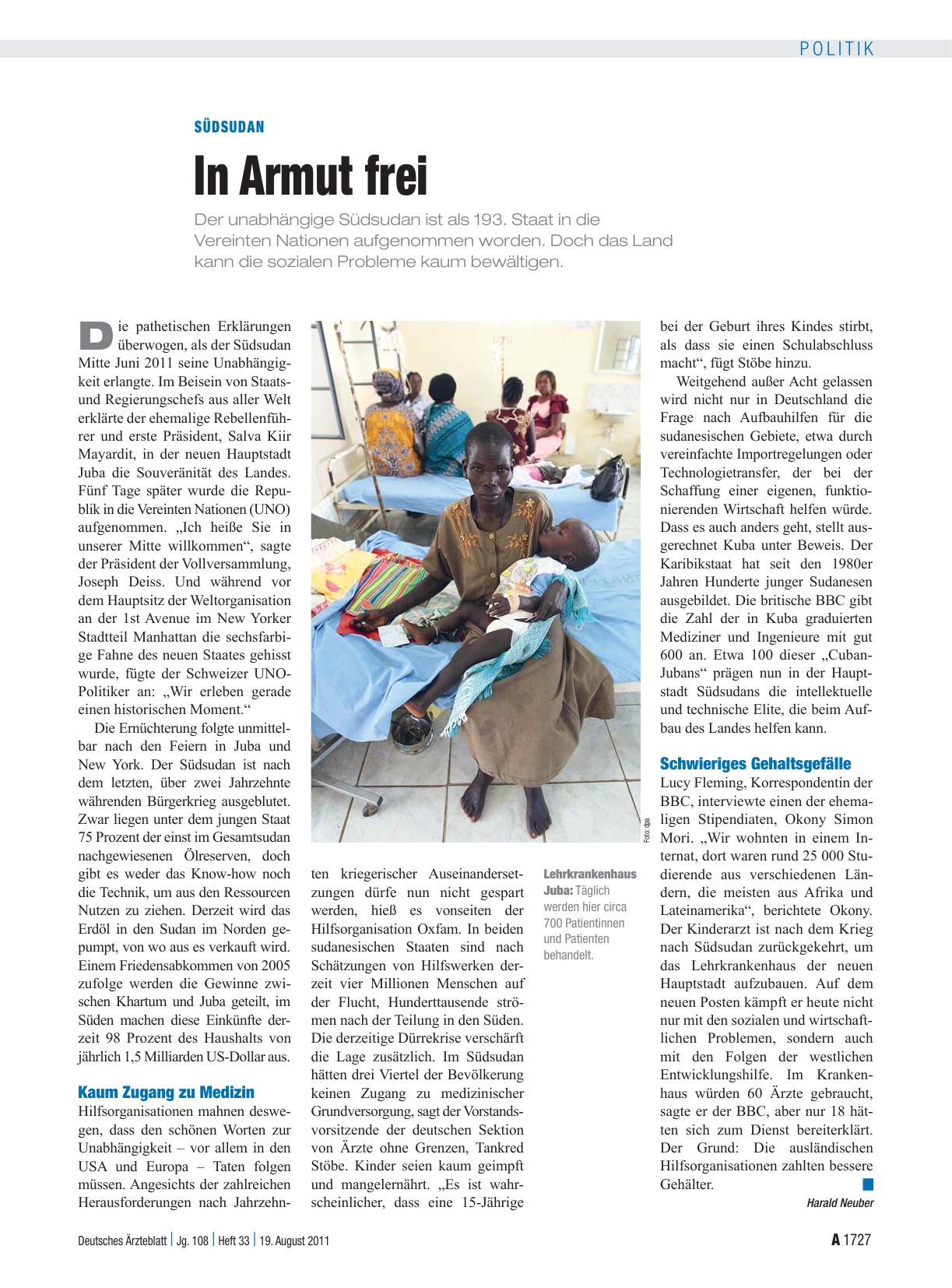 Vorschauseite 1: Südsudan: In Armut frei
