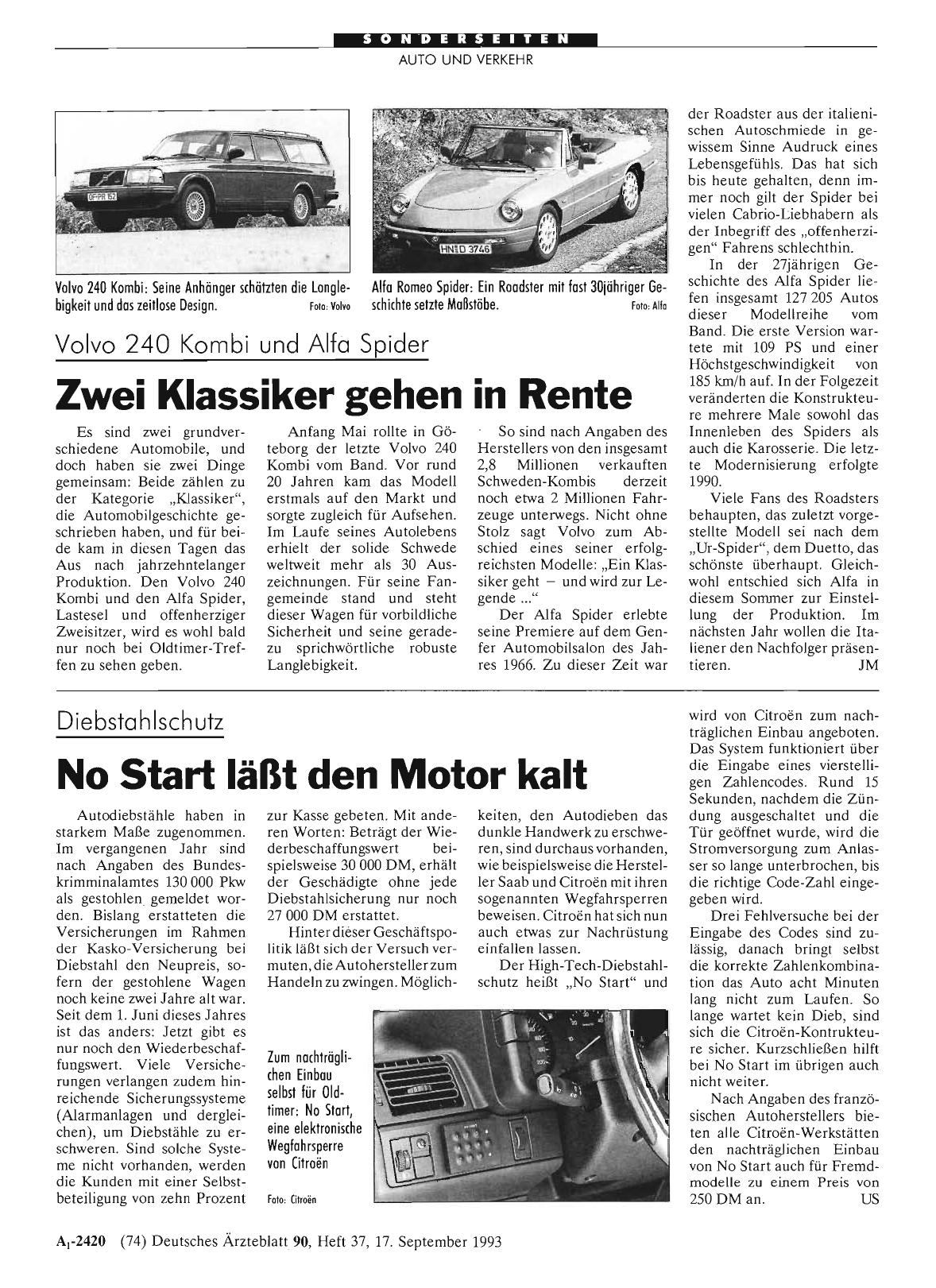 Vorschauseite 1: Volvo 240 Kombi und Alfa Spider: Zwei Klassiker gehen in Rente