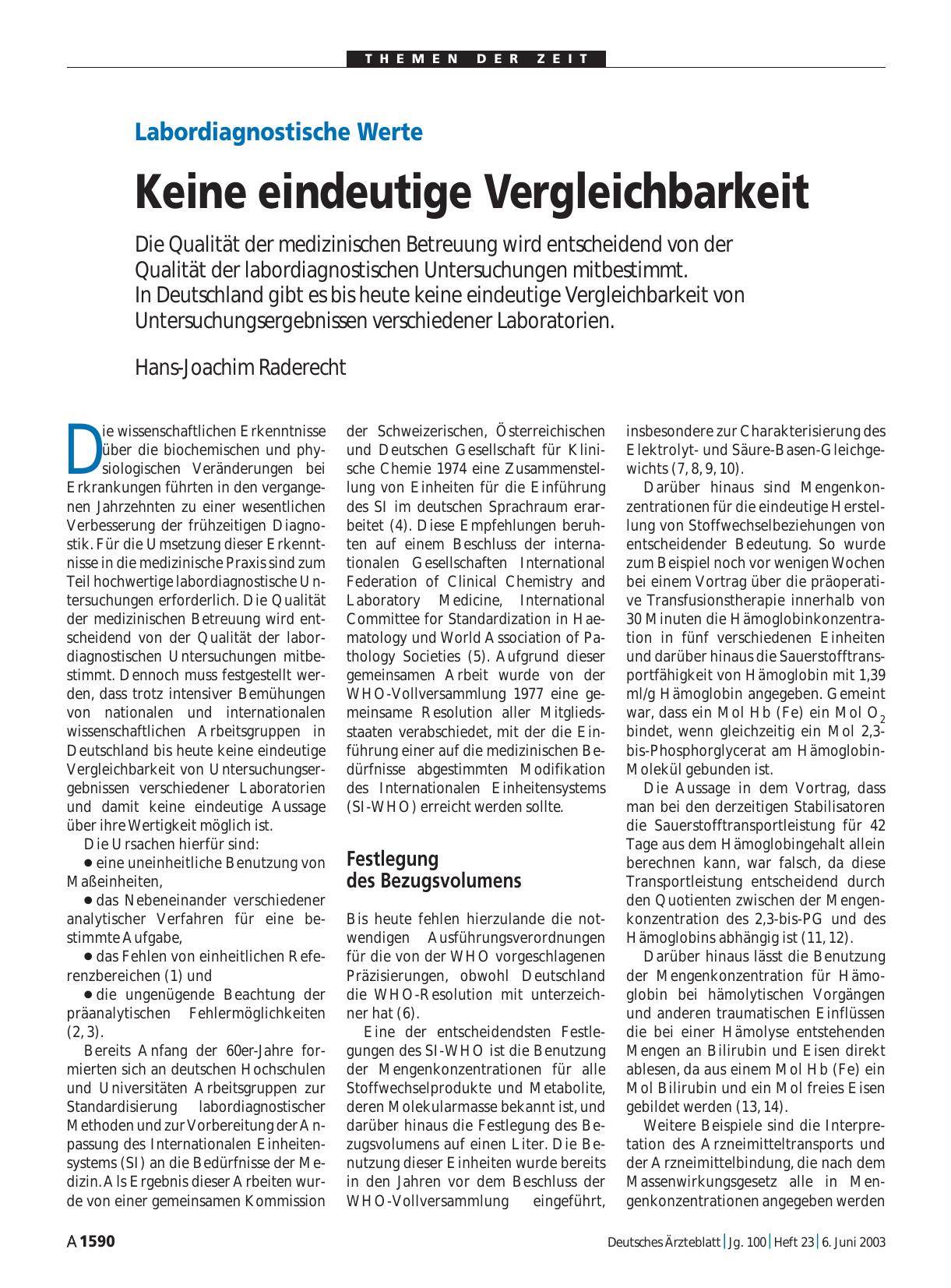 Vorschauseite 1: Labordiagnostische Werte: Keine eindeutige Vergleichbarkeit