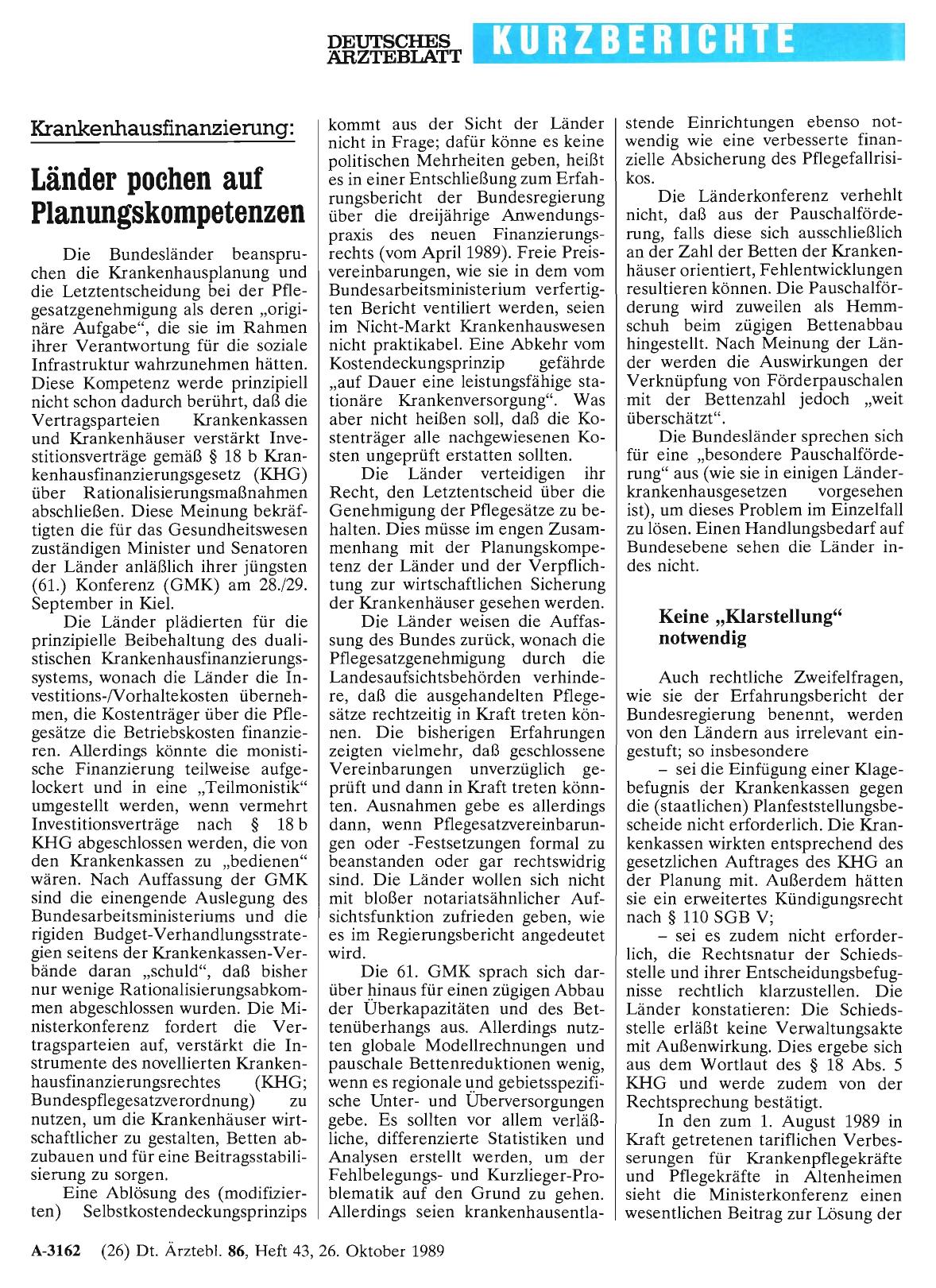 Vorschauseite 1: Krankenhausfinanzierung: Länder pochen auf Planungskompetenzen
