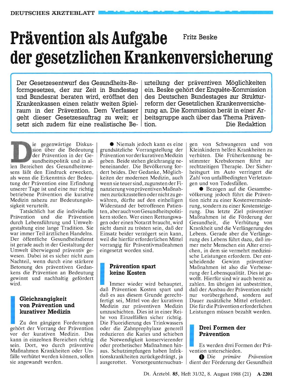 Vorschauseite 1: Prävention als Aufgabe der gesetzlichen Krankenversicherung