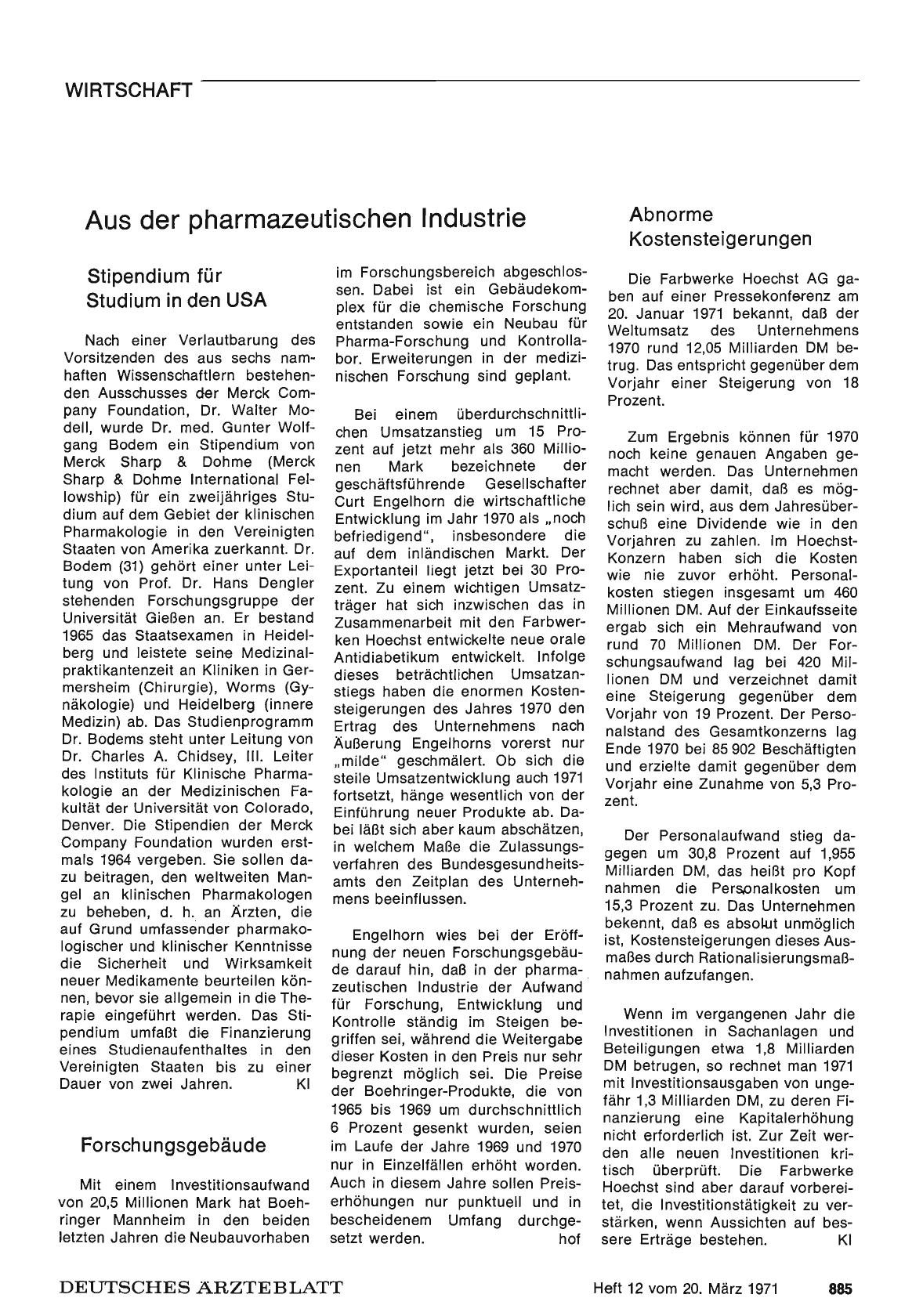 Vorschauseite 1: Aus der pharmazeutischen Industrie