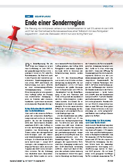 Vorschauseite 1: Bedarfsplanung: Ende einer Sonderregion