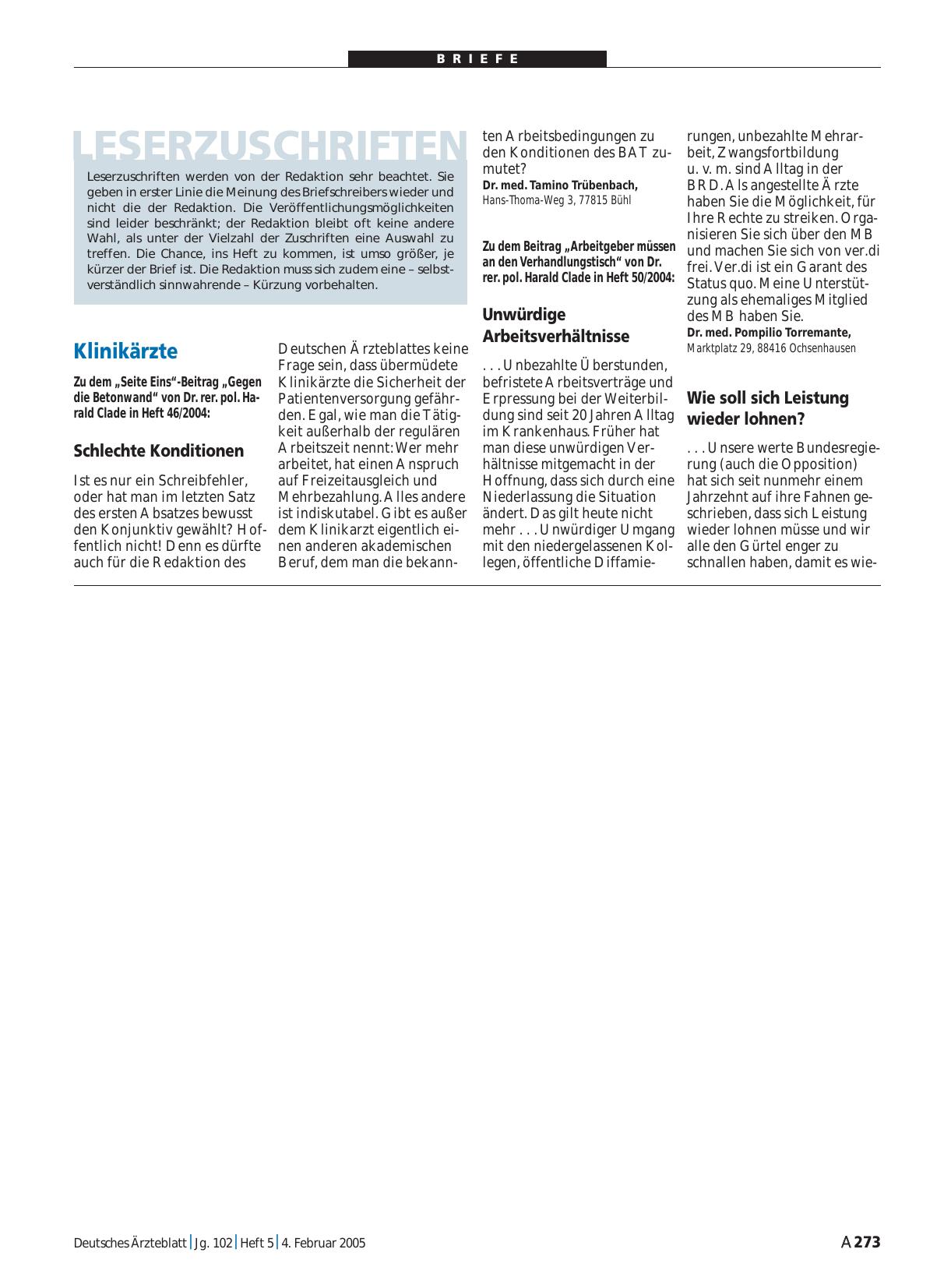 Vorschauseite 1: Klinikärzte: Schlechte Konditionen