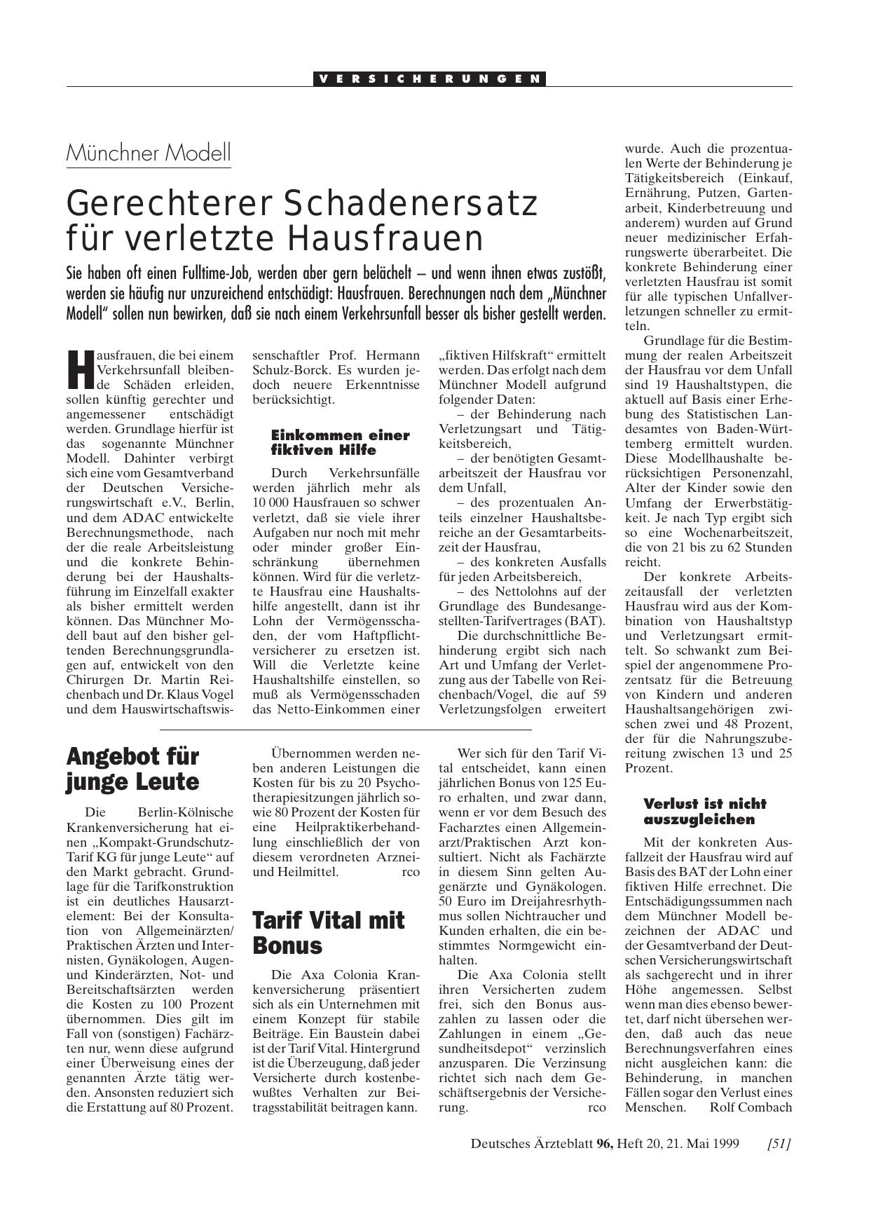 Vorschauseite 1: Tarif Vital mit Bonus