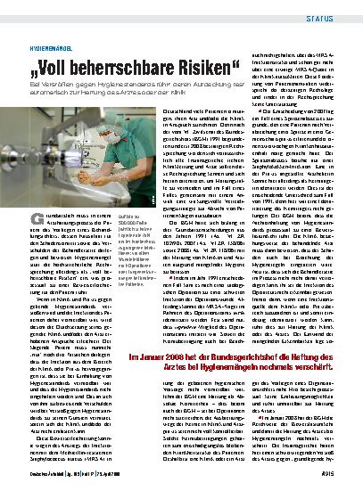 Vorschauseite 1: Hygienemängel: „Voll beherrschbare Risiken“