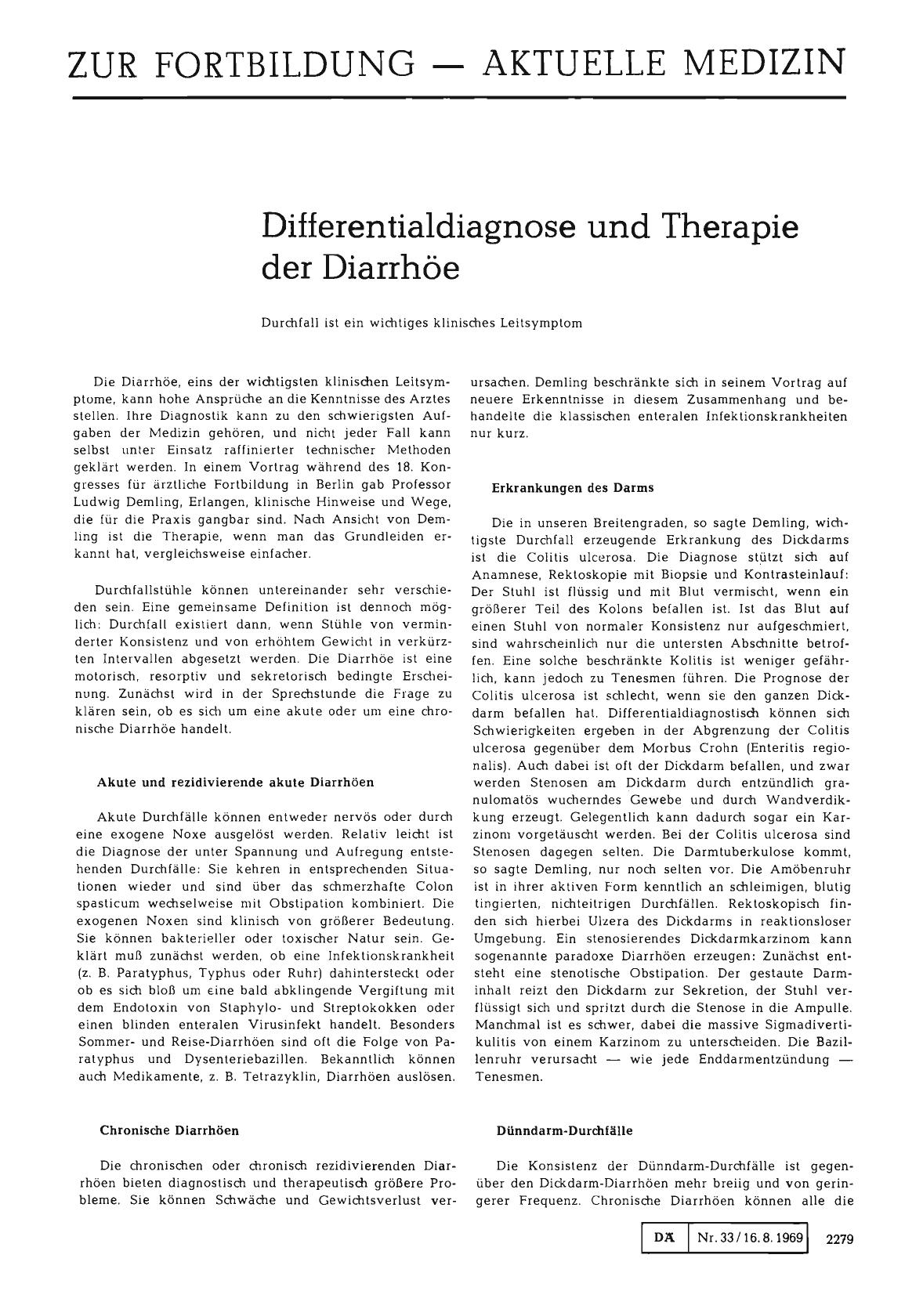 Vorschauseite 1: Differentialdiagnose und Therapie der Diarrhöe
