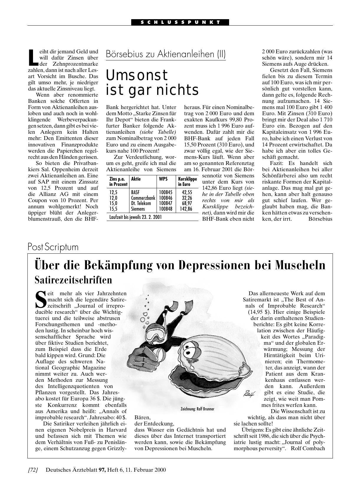 Vorschauseite 1: Börsebius zu Aktienanleihen (II): Umsonst ist gar nichts