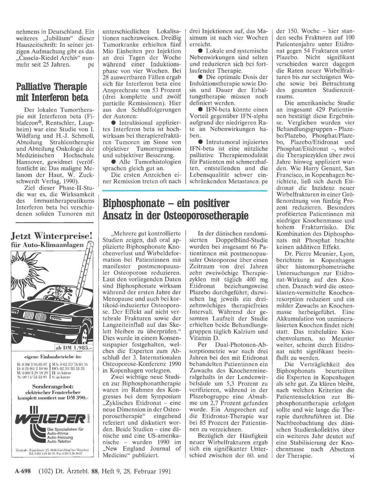 Vorschauseite 1: Biphosphonate — ein positiver Ansatz in der Osteoporosetherapie