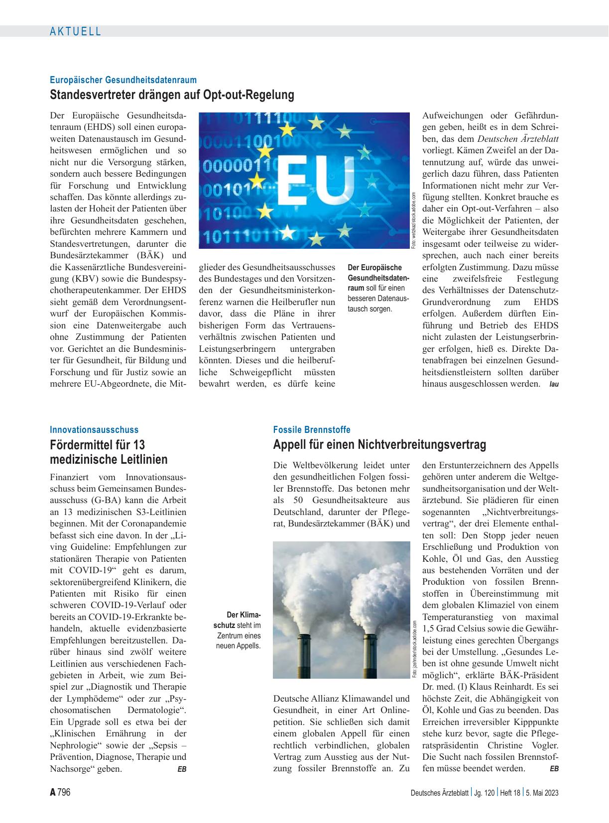 Vorschauseite 1: Innovationsausschuss: Fördermittel für 13 medizinische Leitlinien