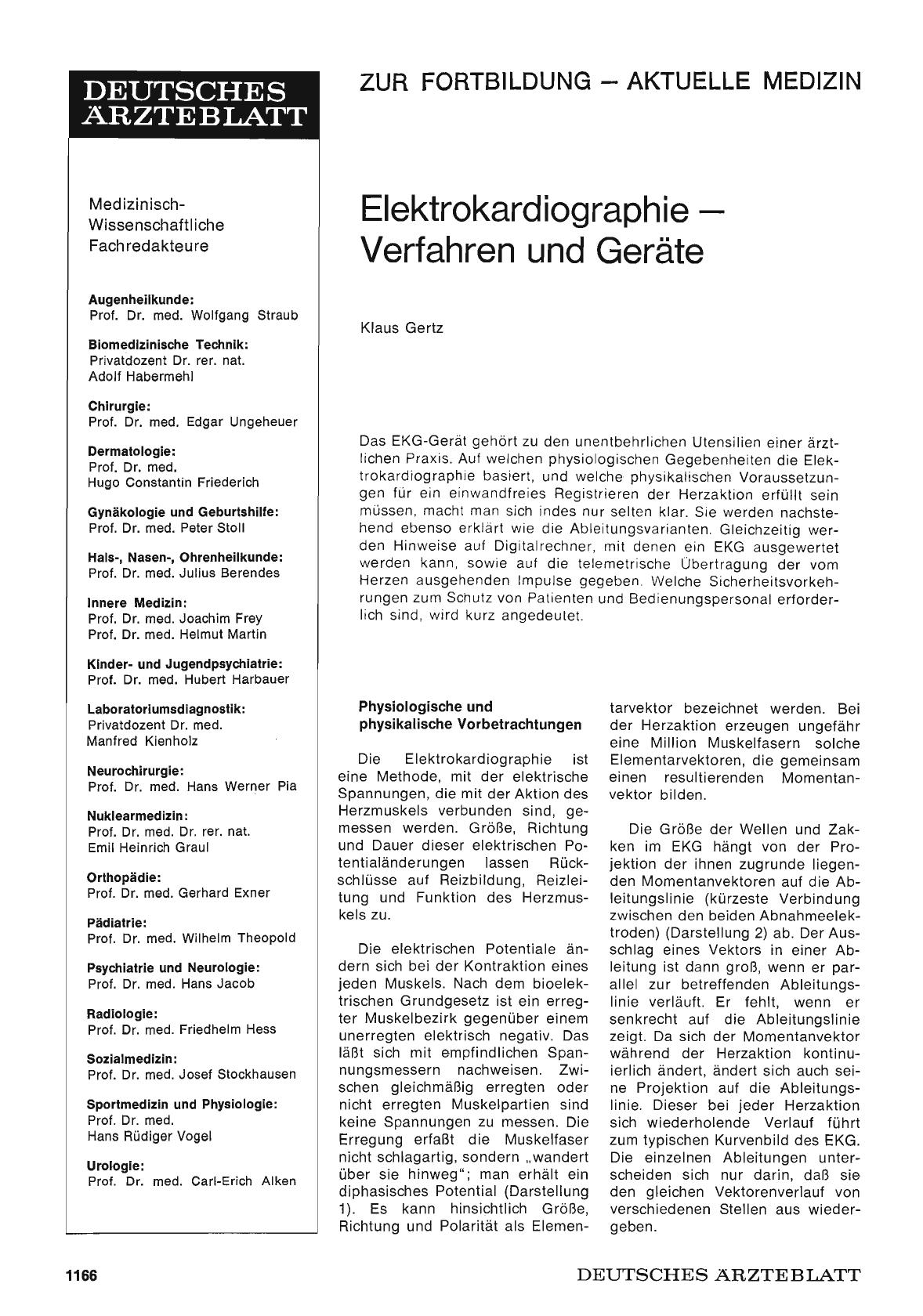 Vorschauseite 1: Elektrokardiographie — Verfahren und Geräte