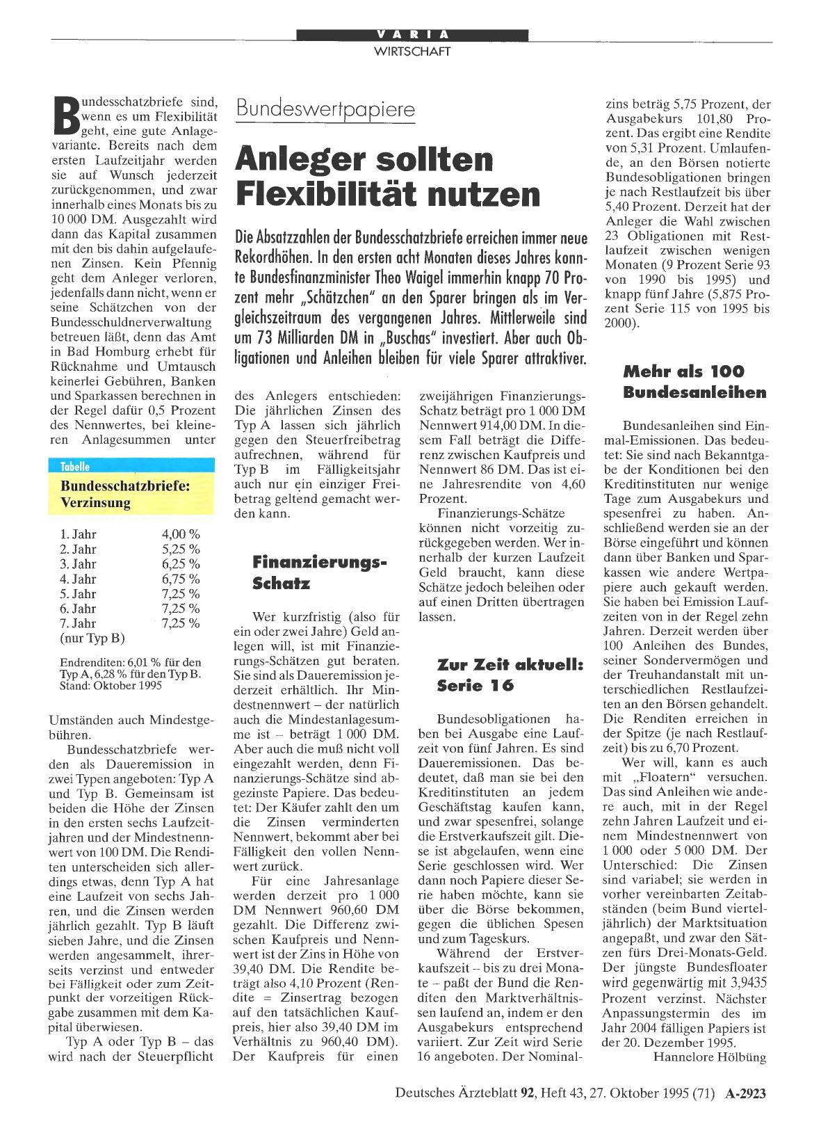 Vorschauseite 1: Bundeswertpapiere: Anleger sollten Flexibilität nutzen