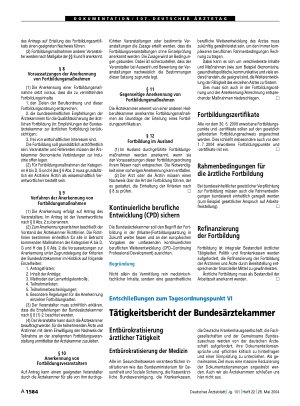 Vorschauseite 1: Entschließungen zum Tagesordnungspunkt VI: Tätigkeitsbericht der Bundesärztekammer (Teil 1)