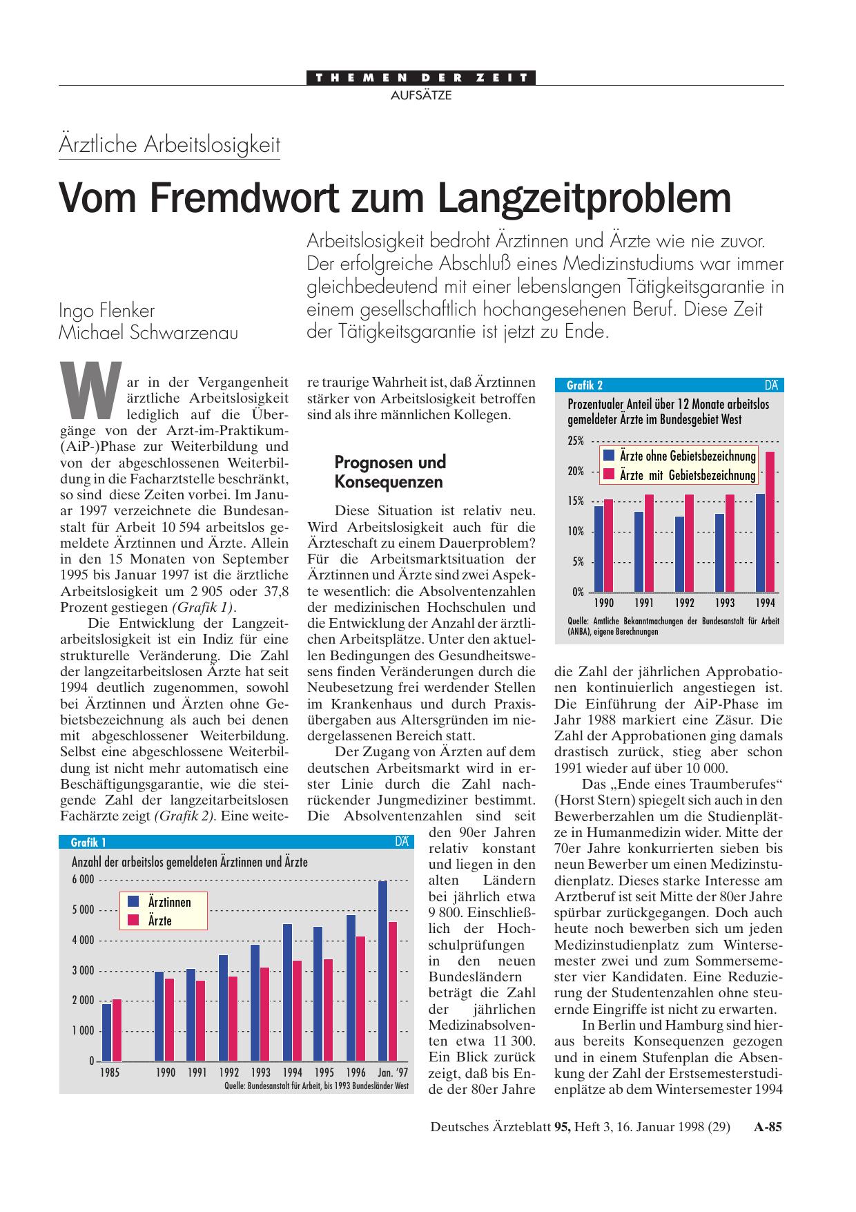 Vorschauseite 1: Ärztliche Arbeitslosigkeit: Vom Fremdwort zum Langzeitproblem