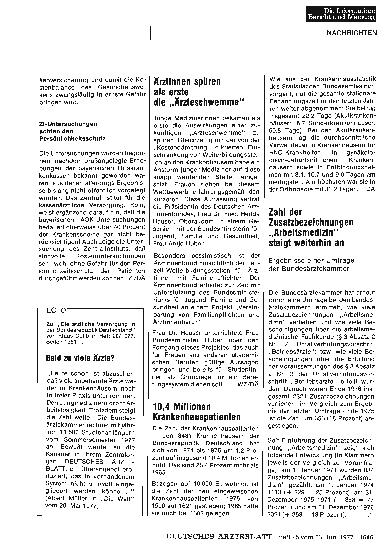 Vorschauseite 1: Ärztinnen spüren als erste die Arzteschwemme“