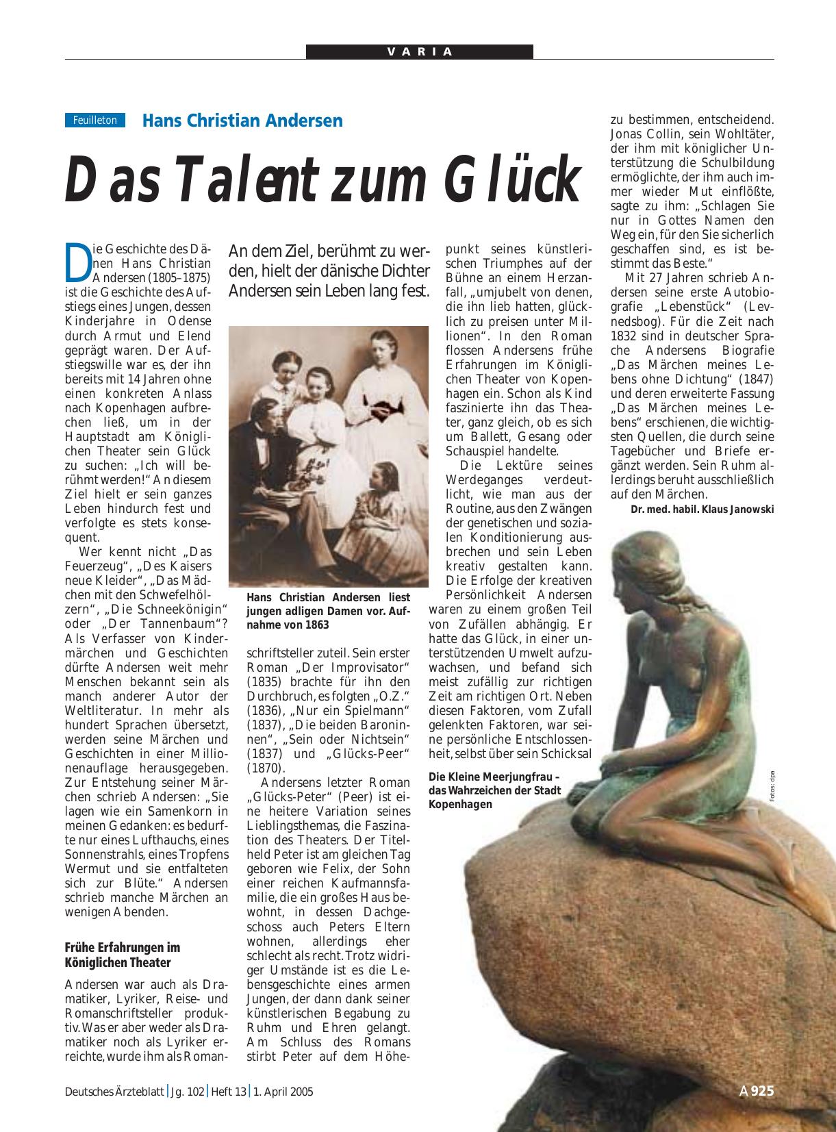 Vorschauseite 1: Hans Christian Andersen: Das Talent zum Glück