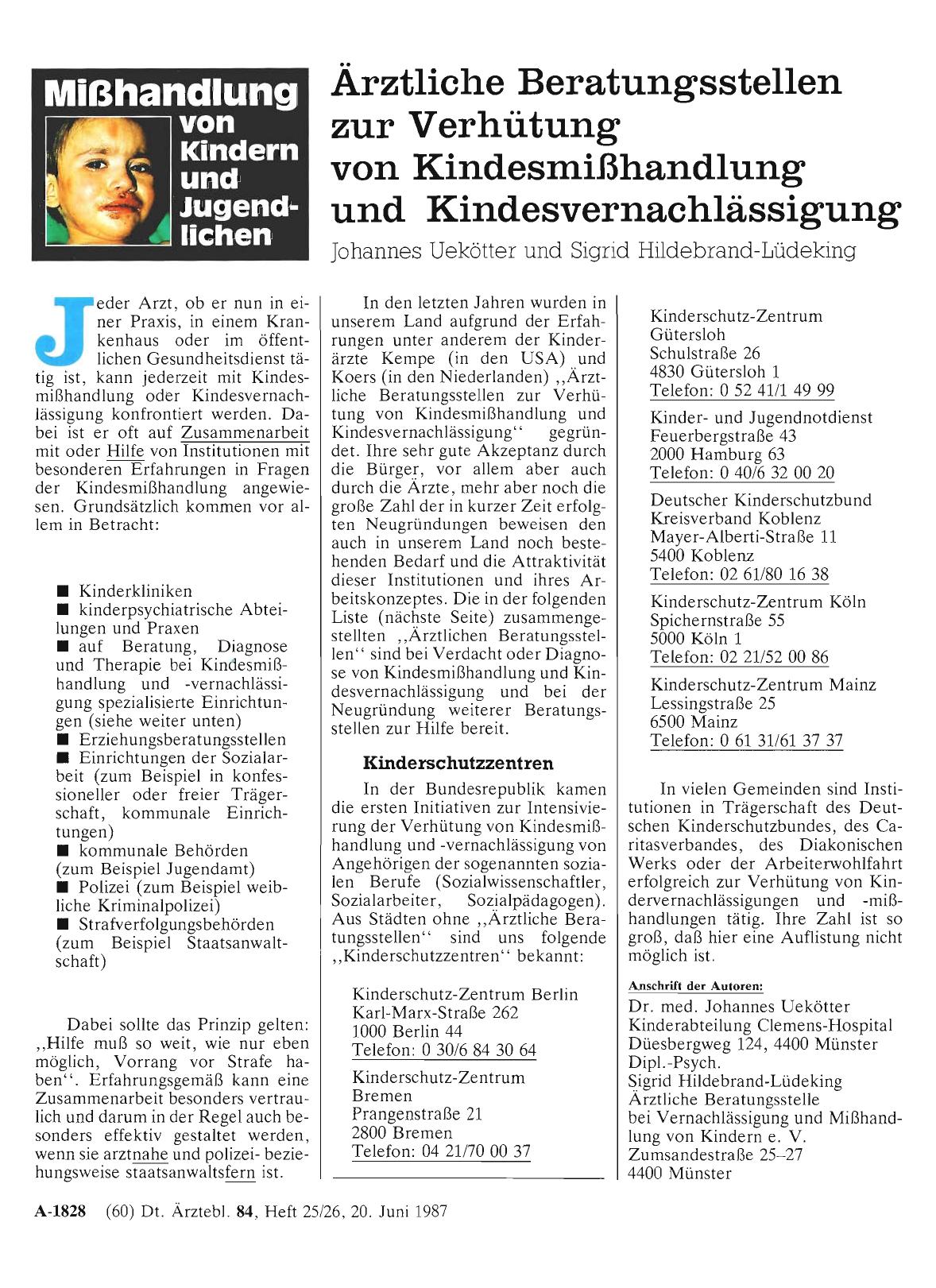 Vorschauseite 1: Mißhandlung von Kindern und Jugendlichen: Ärztliche Beratungsstellen zur Verhütung von Kindesmißhandlung und Kindesvernachlässigung