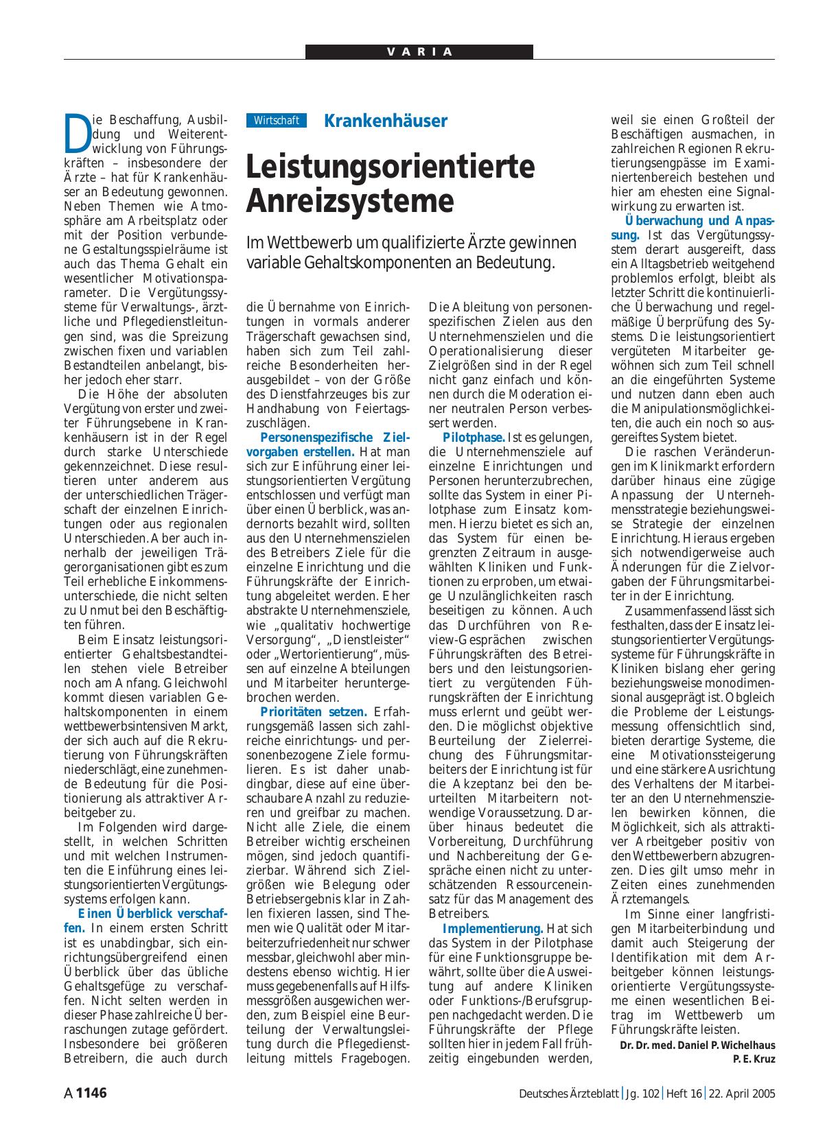 Vorschauseite 1: Krankenhäuser: Leistungsorientierte Anreizsysteme