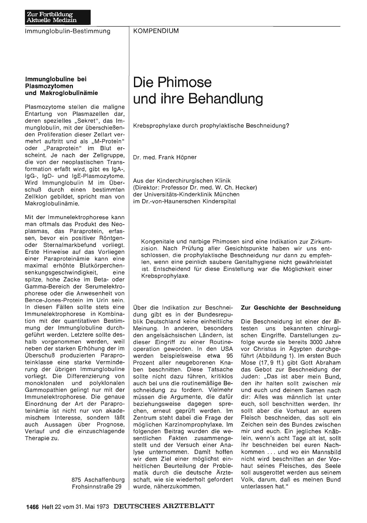 Vorschauseite 1: Die Phimose und ihre Behandlung: Krebsprophylaxe durch prophylaktische Beschneidung?