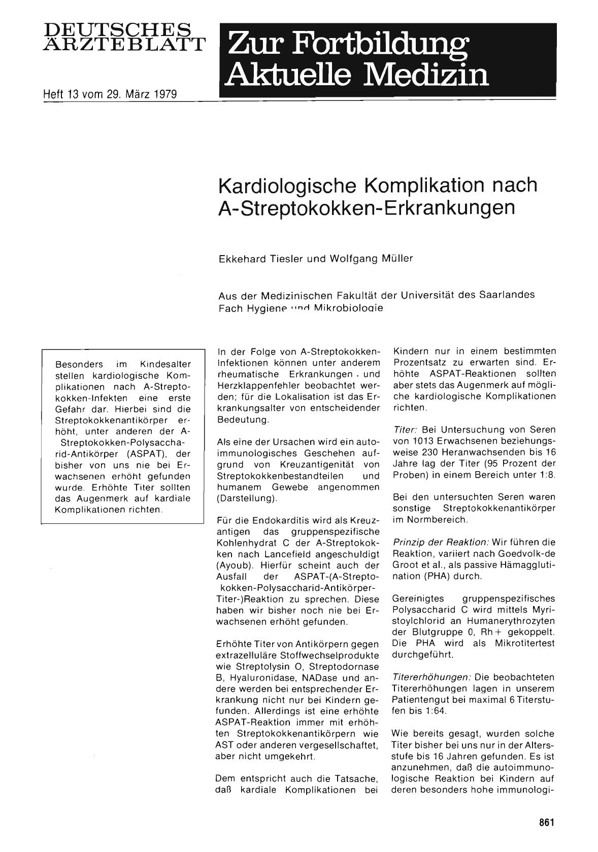Vorschauseite 1: Kardiologische Komplikation nach A-Streptokokken-Erkrankungen