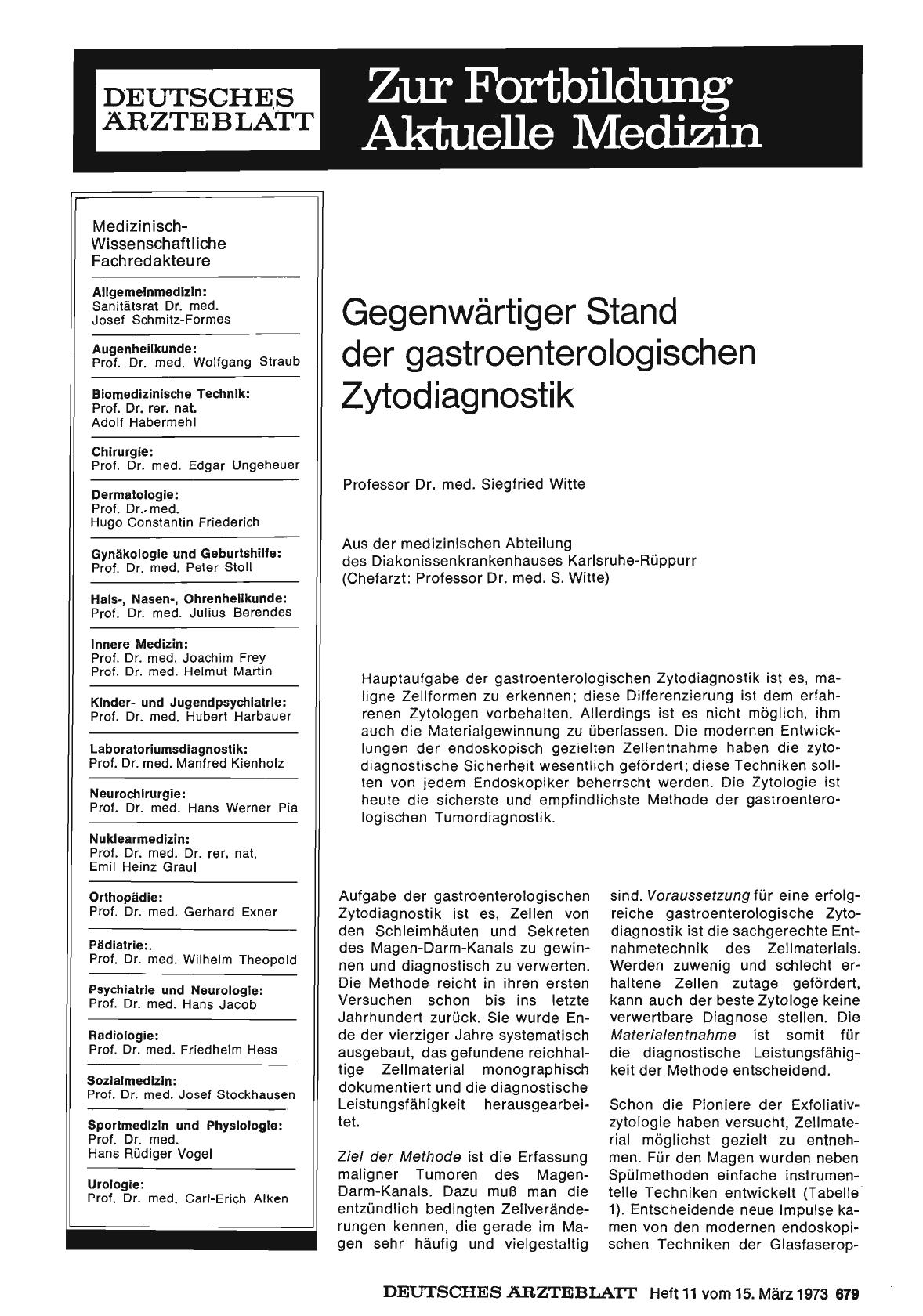 Vorschauseite 1: Gegenwärtiger Stand der gastroenterologischen Zytodiagnostik