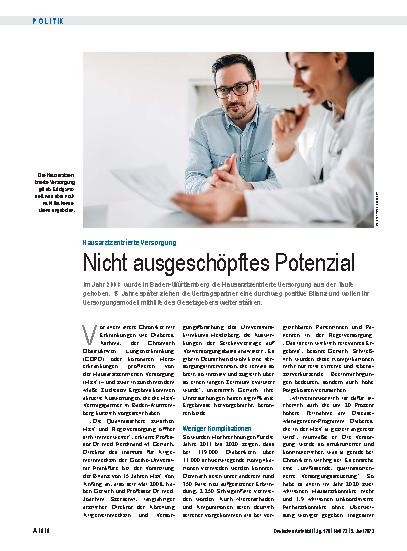Vorschauseite 1: Hausarztzentrierte Versorgung: Nicht ausgeschöpftes Potenzial