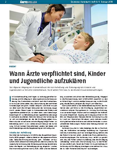 Vorschauseite 1: Recht: Wann Ärzte verpflichtet sind, Kinder und Jugendliche aufzuklären