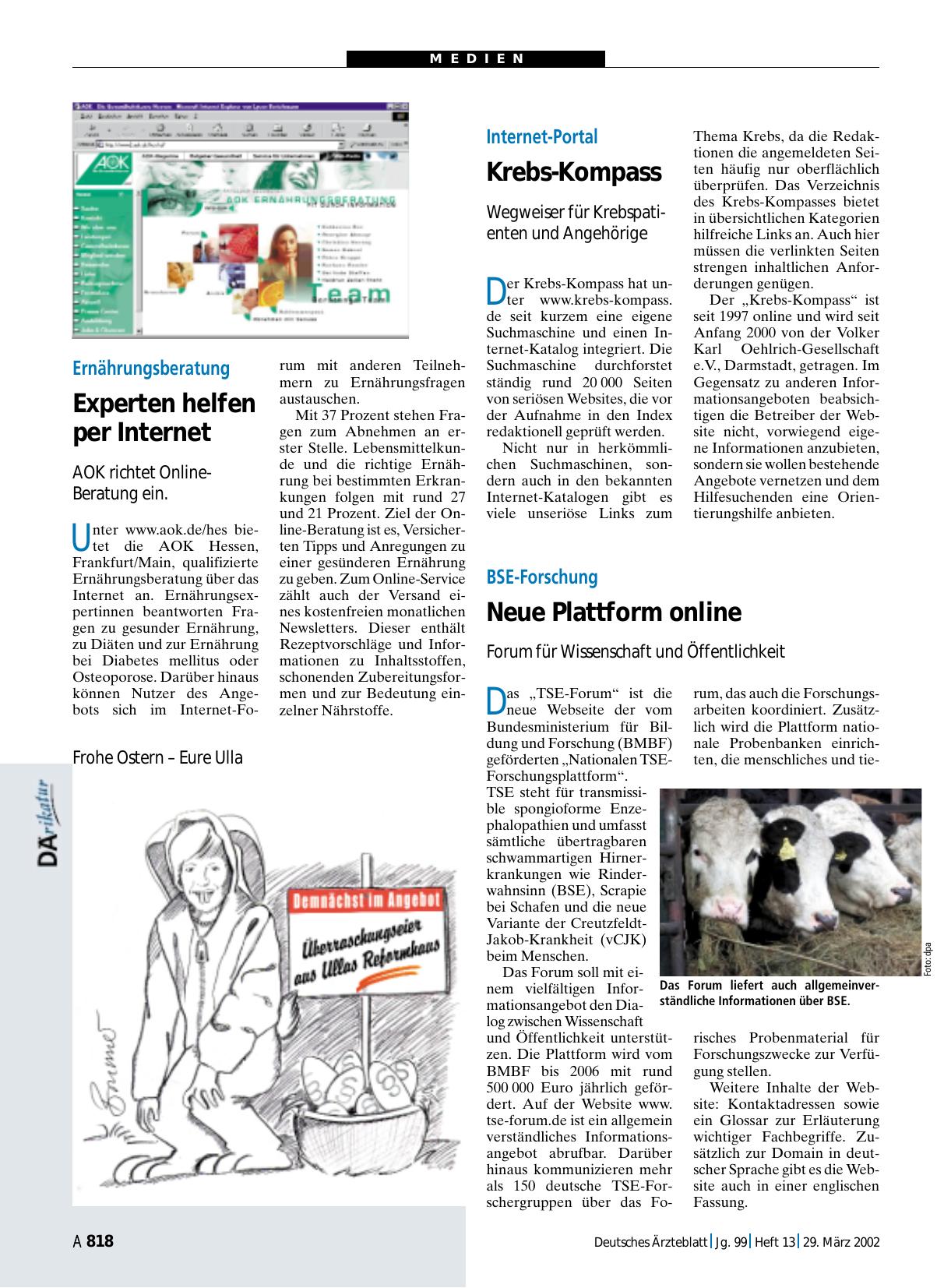 Vorschauseite 1: BSE-Forschung: Neue Plattform online