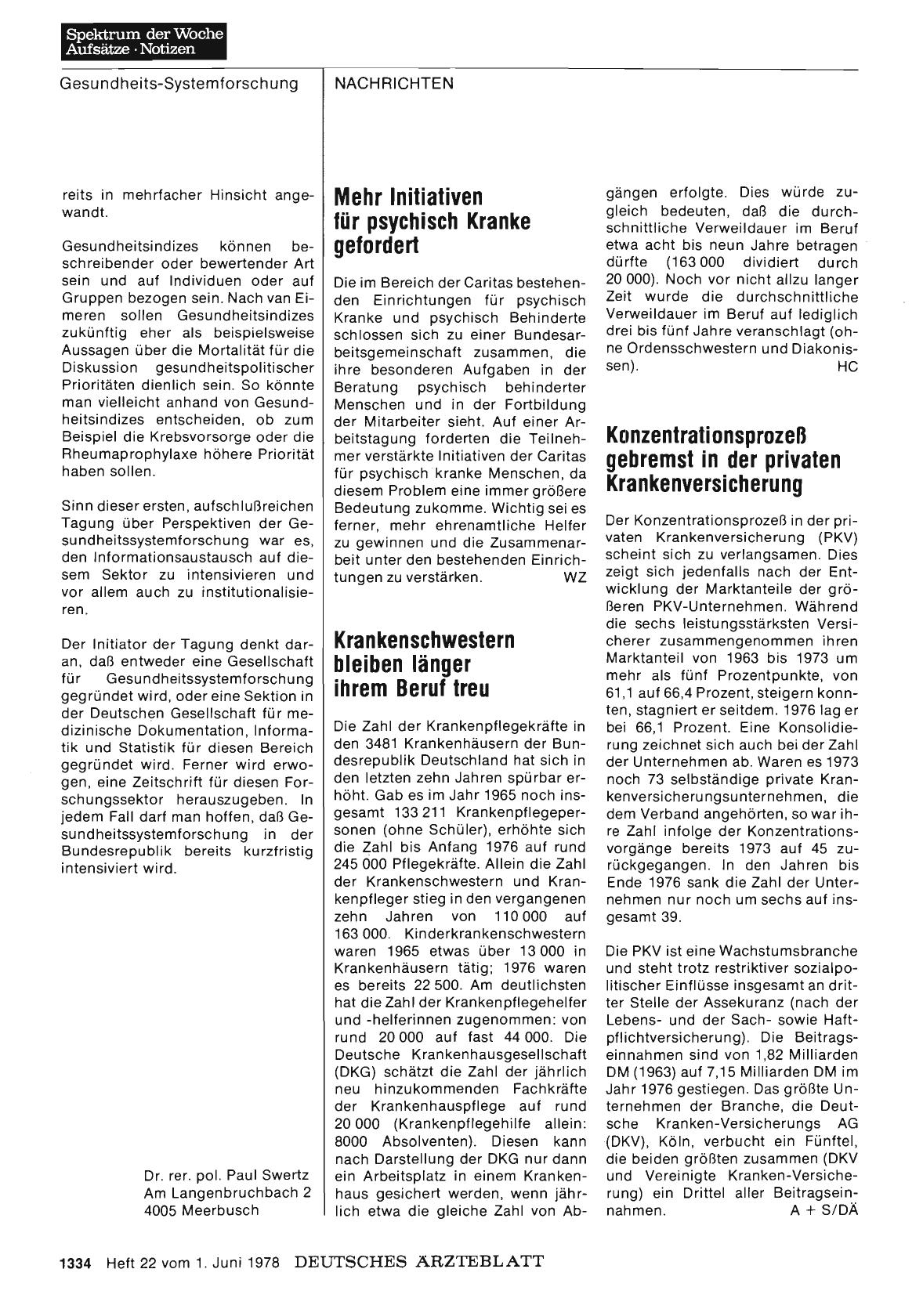Vorschauseite 1: Konzentrationsprozeß gebremst in der privaten Krankenversicherung