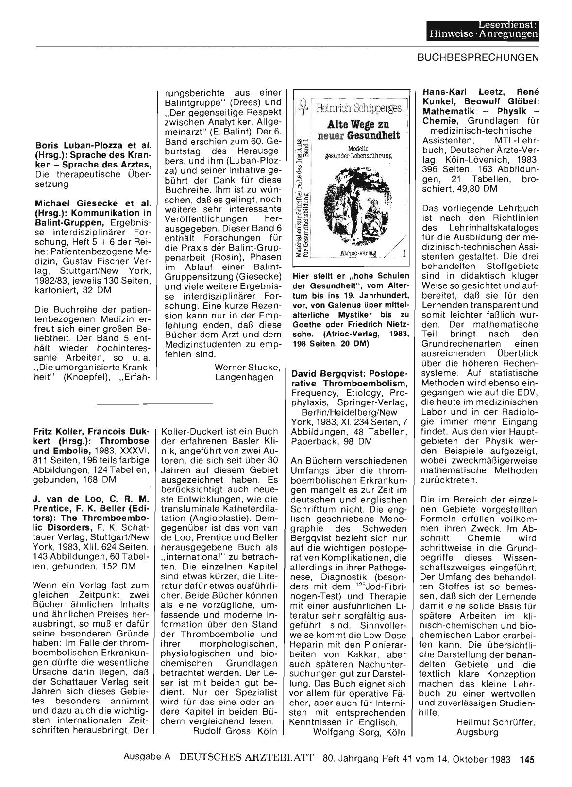 Vorschauseite 1: Medizin - Geisteswissenschaften: Boris Luban-Plozza et al. (Hrsg. ): Sprache des Kranken - Sprache des Arztes/Michael Giesecke et al. (Hrsg. ): Kommunikation in Balint-Gruppen