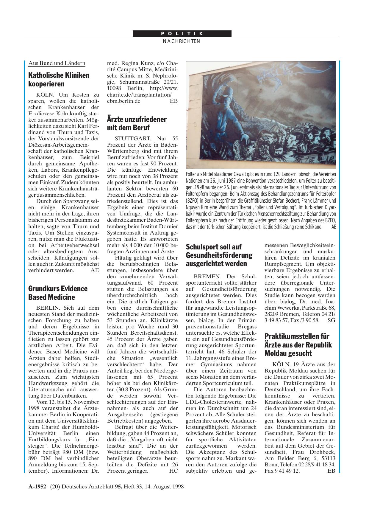 Vorschauseite 1: Ärzte unzufriedener mit dem Beruf
