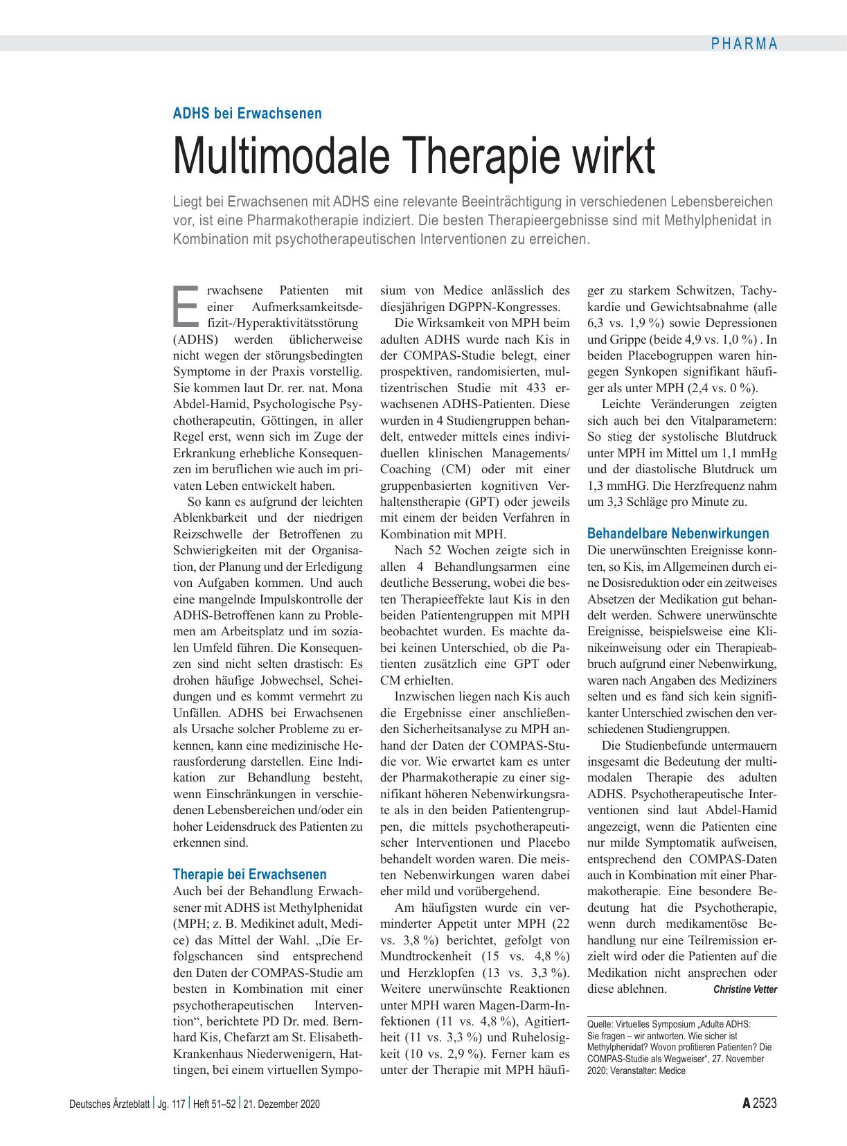 Vorschauseite 1: ADHS bei Erwachsenen: Multimodale Therapie wirkt