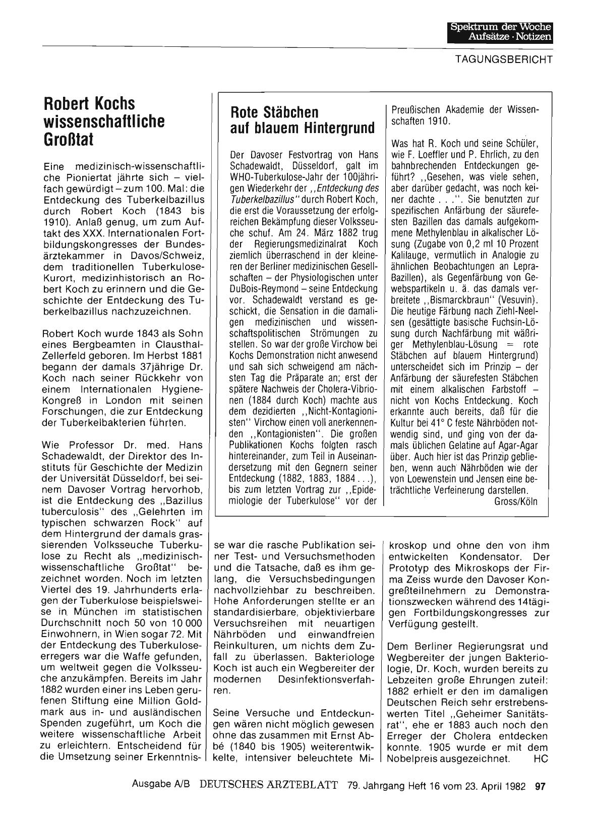 Vorschauseite 1: Robert Kochs wissenschaftliche Großtat