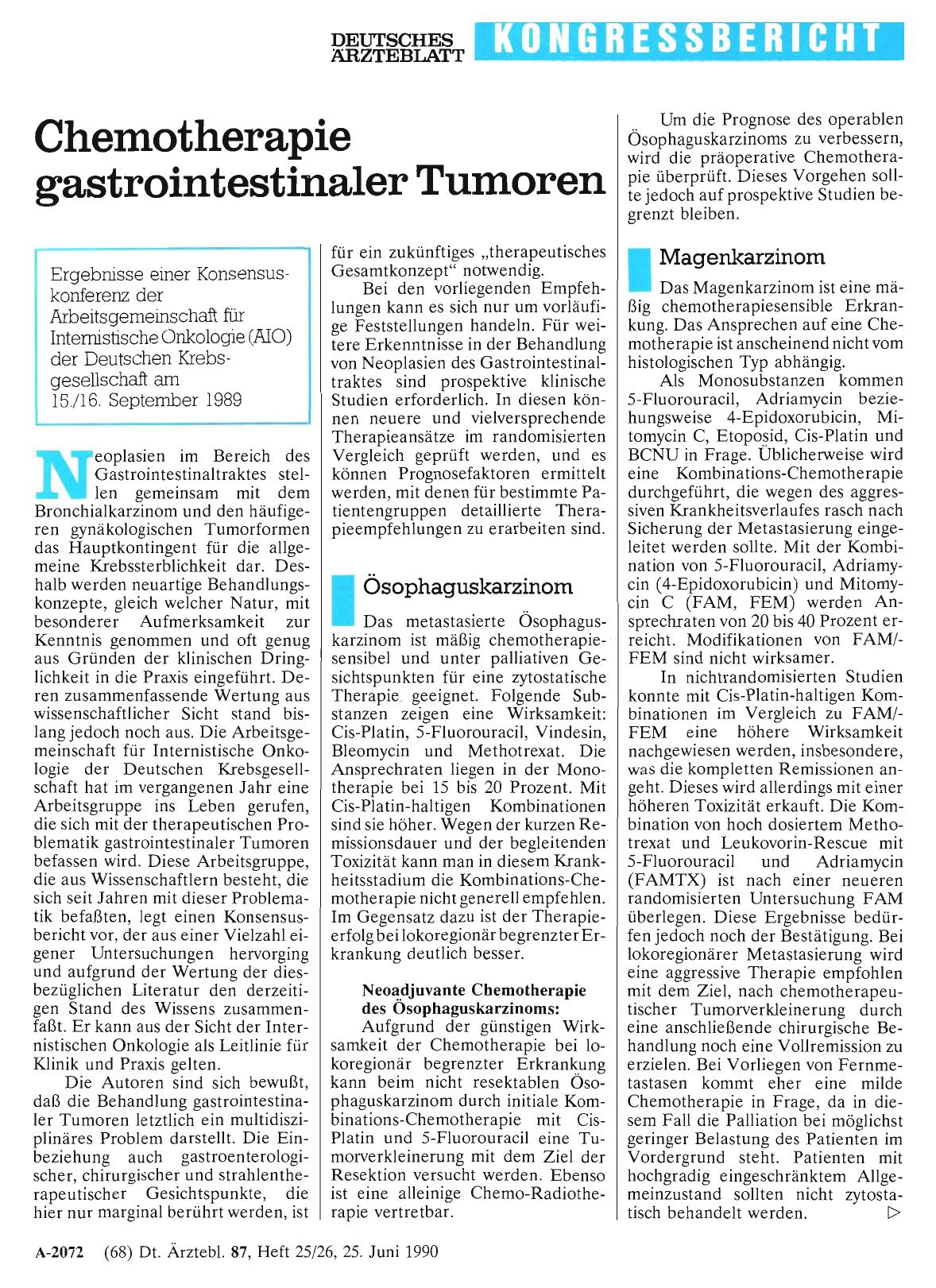 Vorschauseite 1: Chemotherapie gastrointestinaler Tumoren