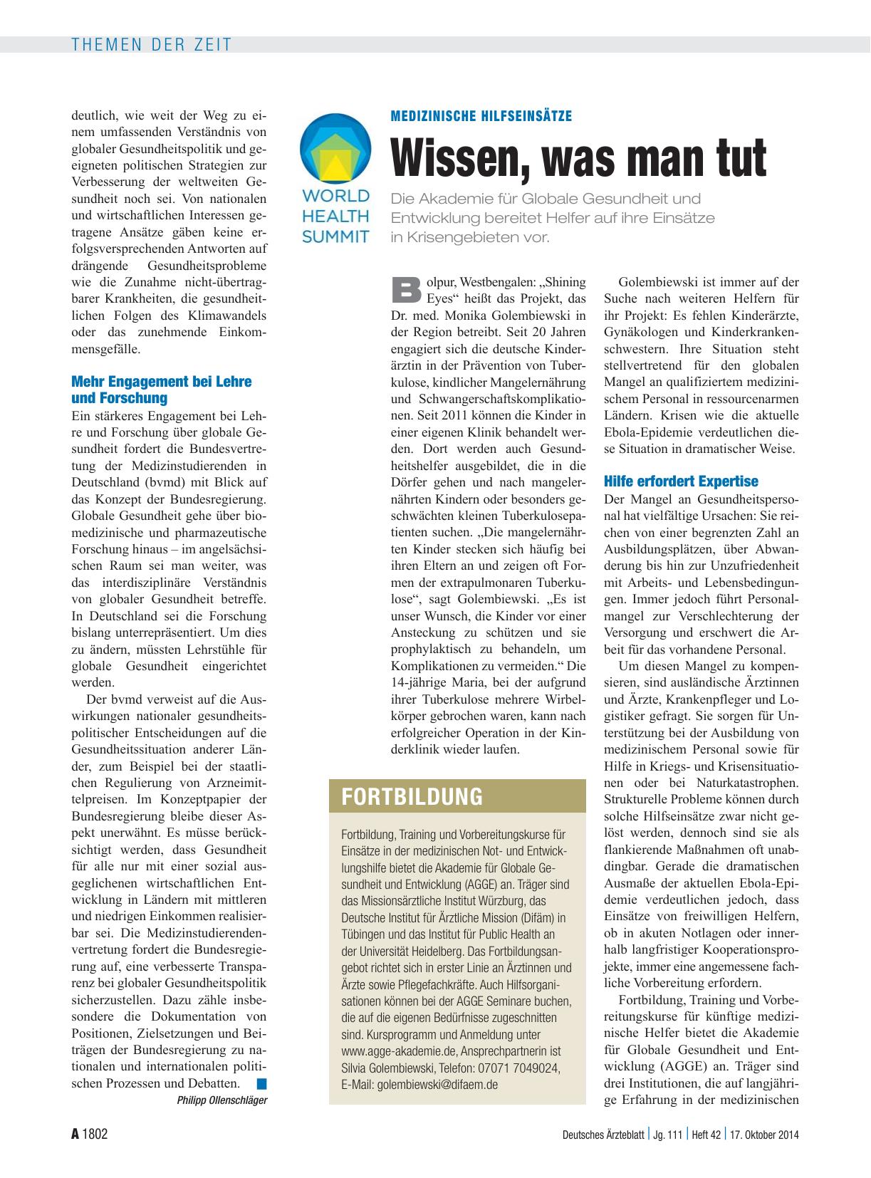 Vorschauseite 1: Medizinische Hilfseinsätze: Wissen, was man tut